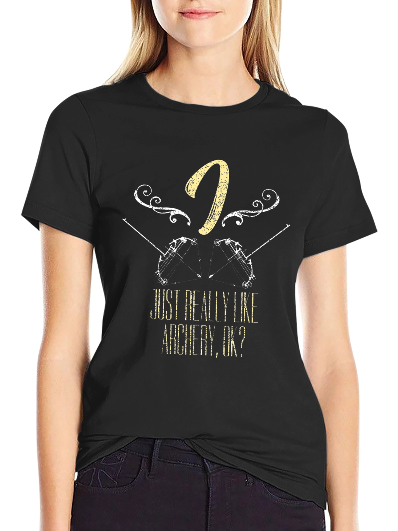 Black Archery Fan T-Shirt - 'I Just Really Like Archery, OK?' Tee view 2
