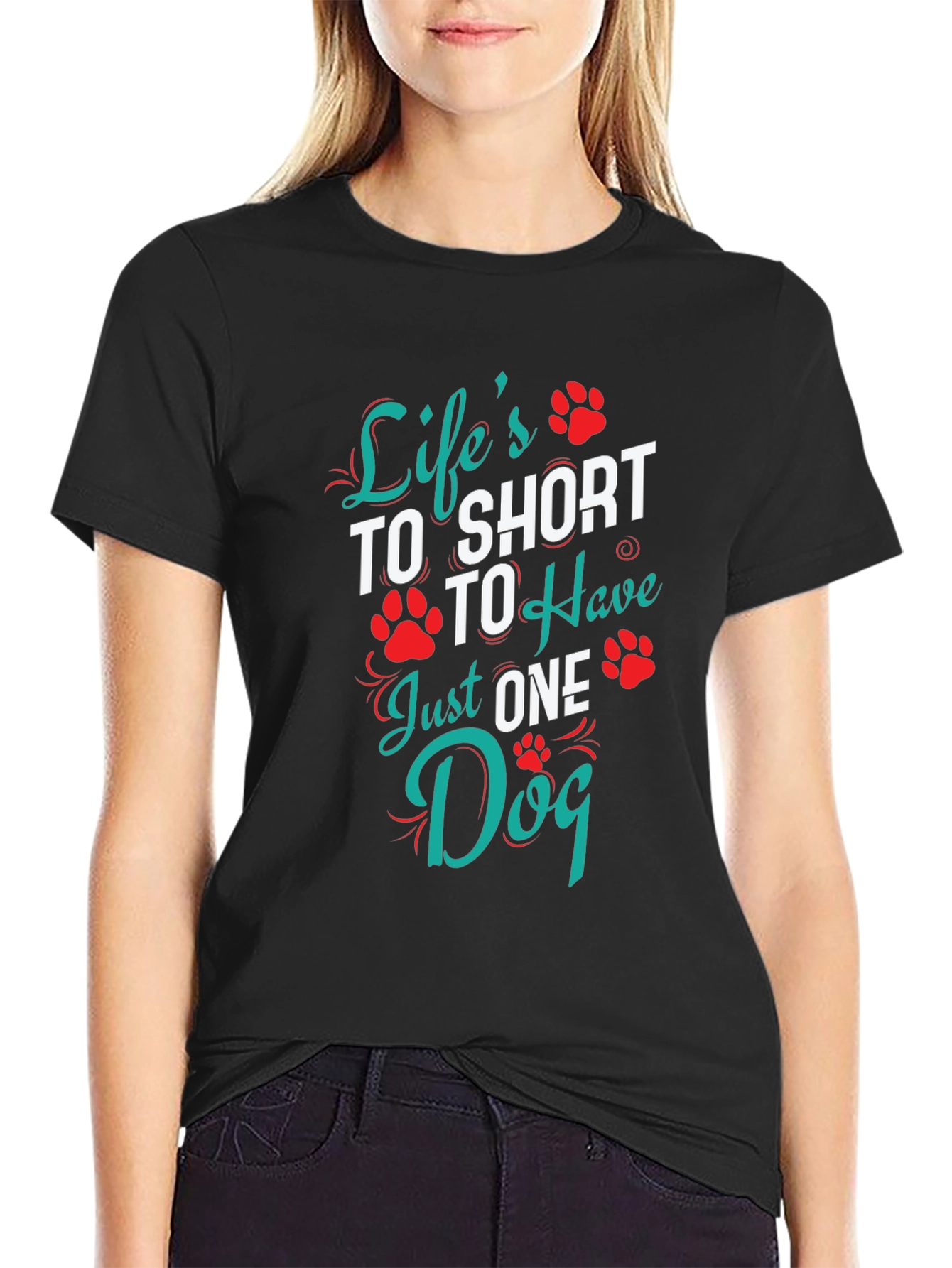 Black Life's Too Short Dog Lover Graphic Tee view 2