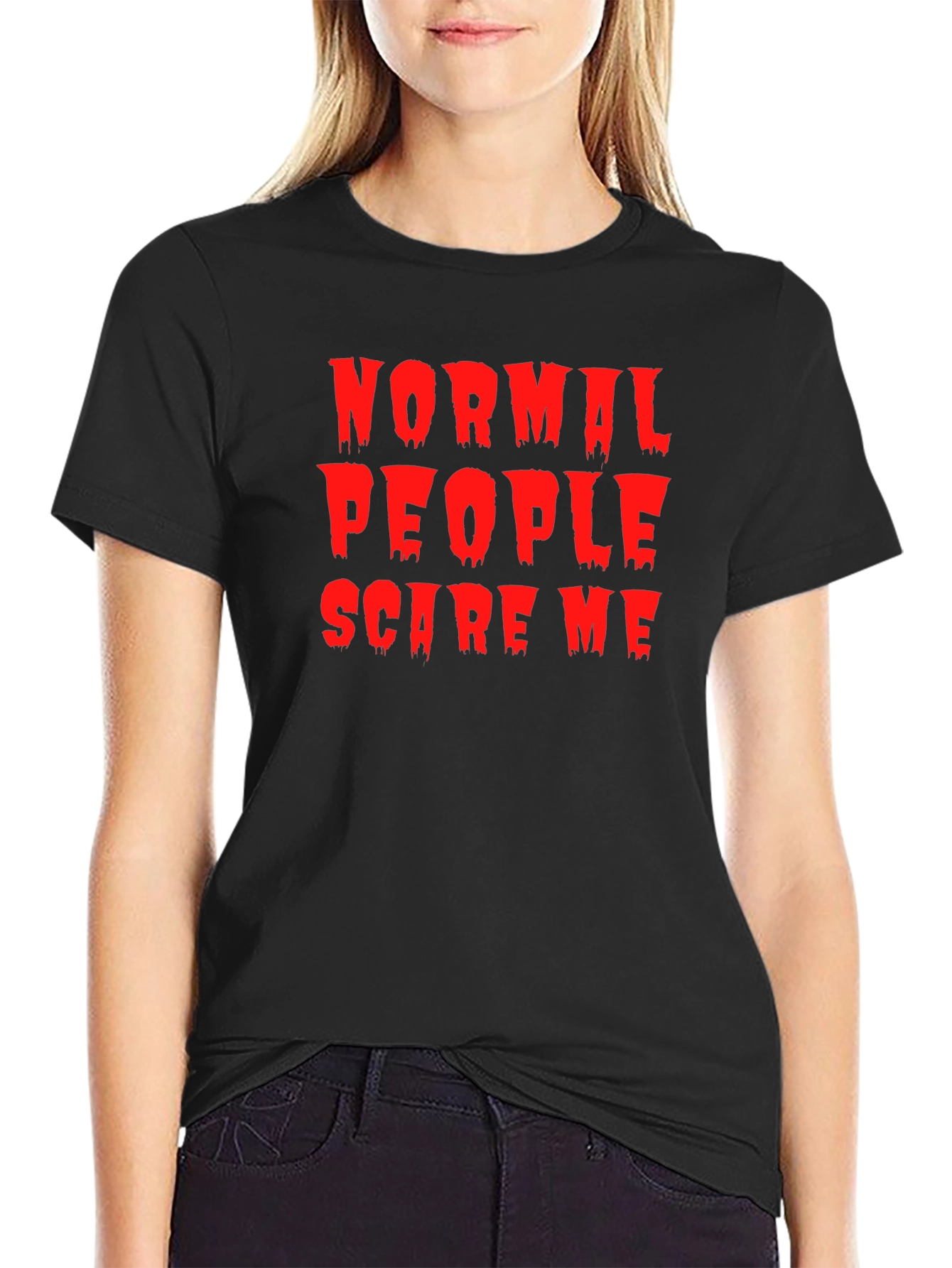 Black Normal People Scare Me T-Shirt - Halloween Tee view 2