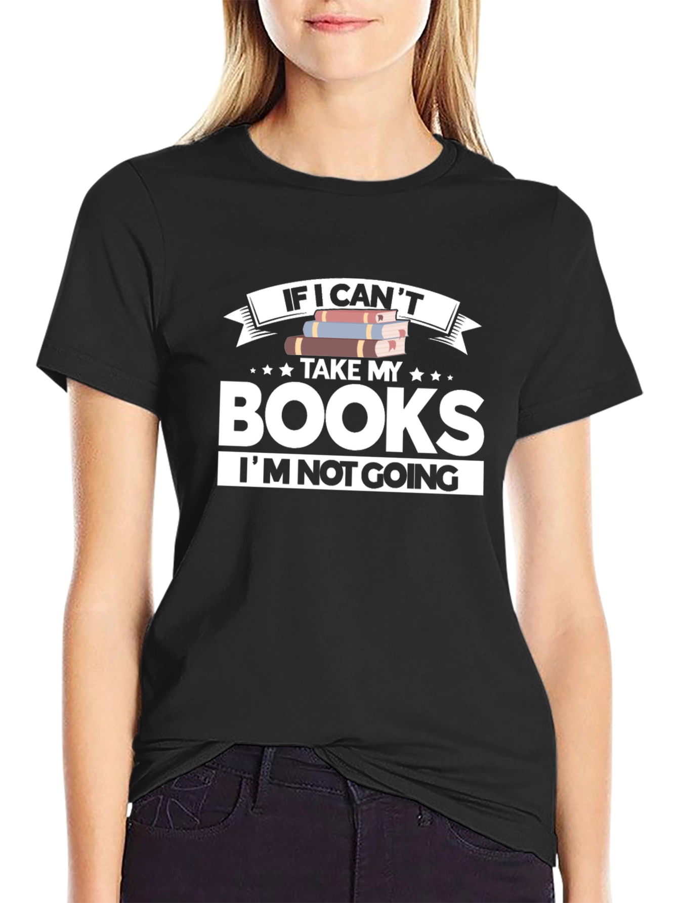 Black Book Lover T-Shirt: If I Can't Take My Books view 2