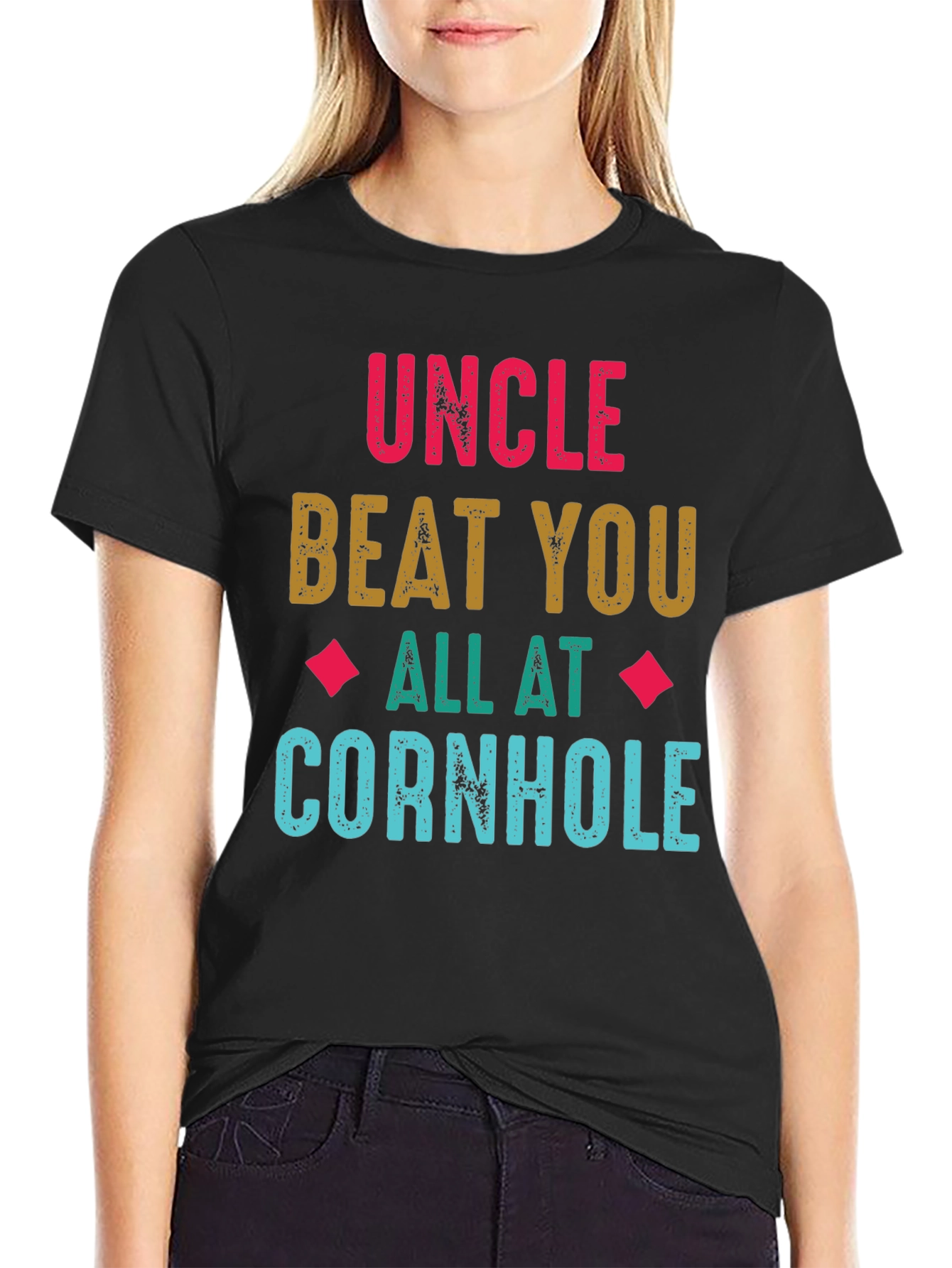 Black Uncle Cornhole T-Shirt - Funny Family Game Day Tee view 2