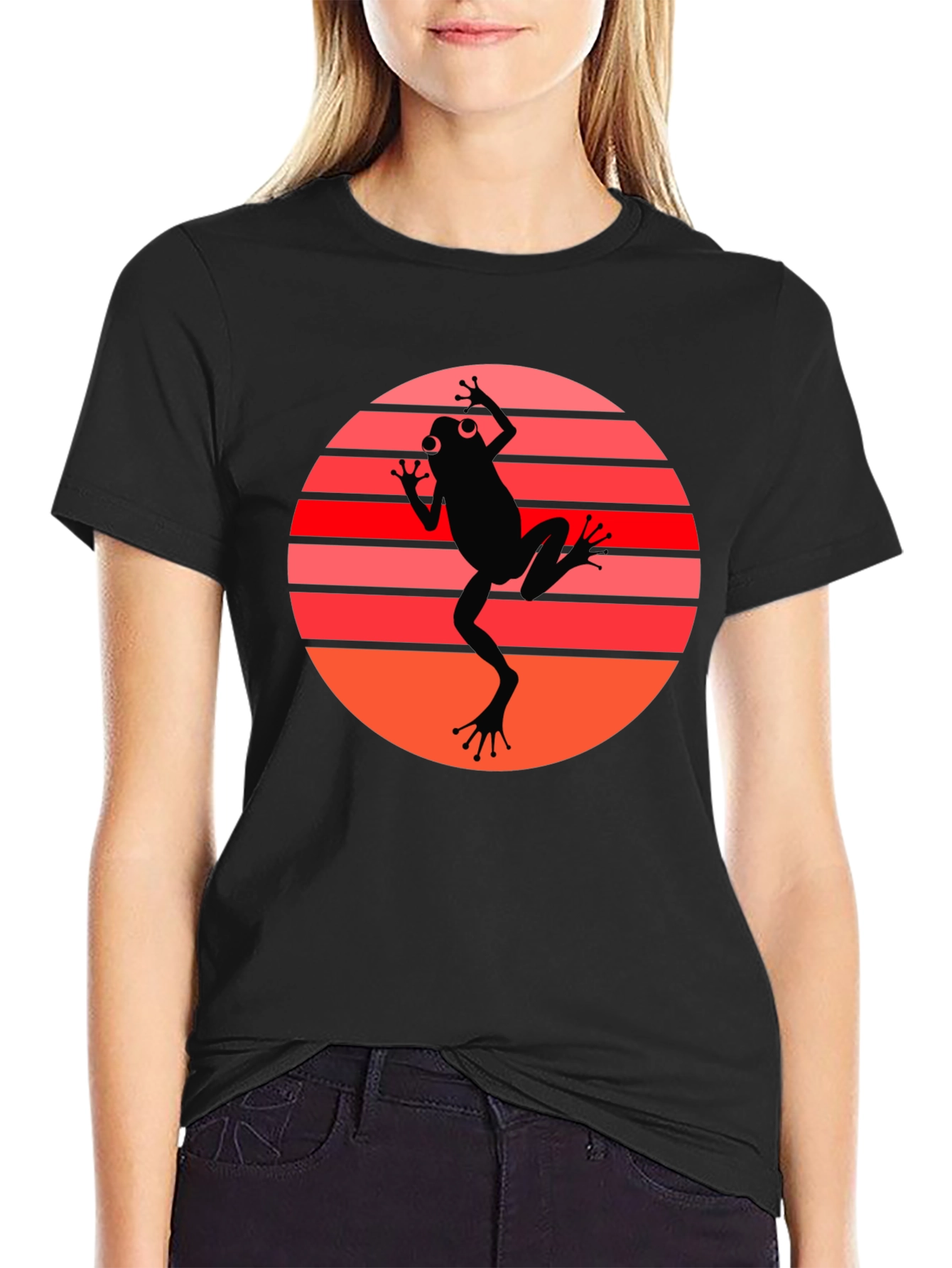 Black Frog Sunset Graphic Tee - Cool Retro Style view 2