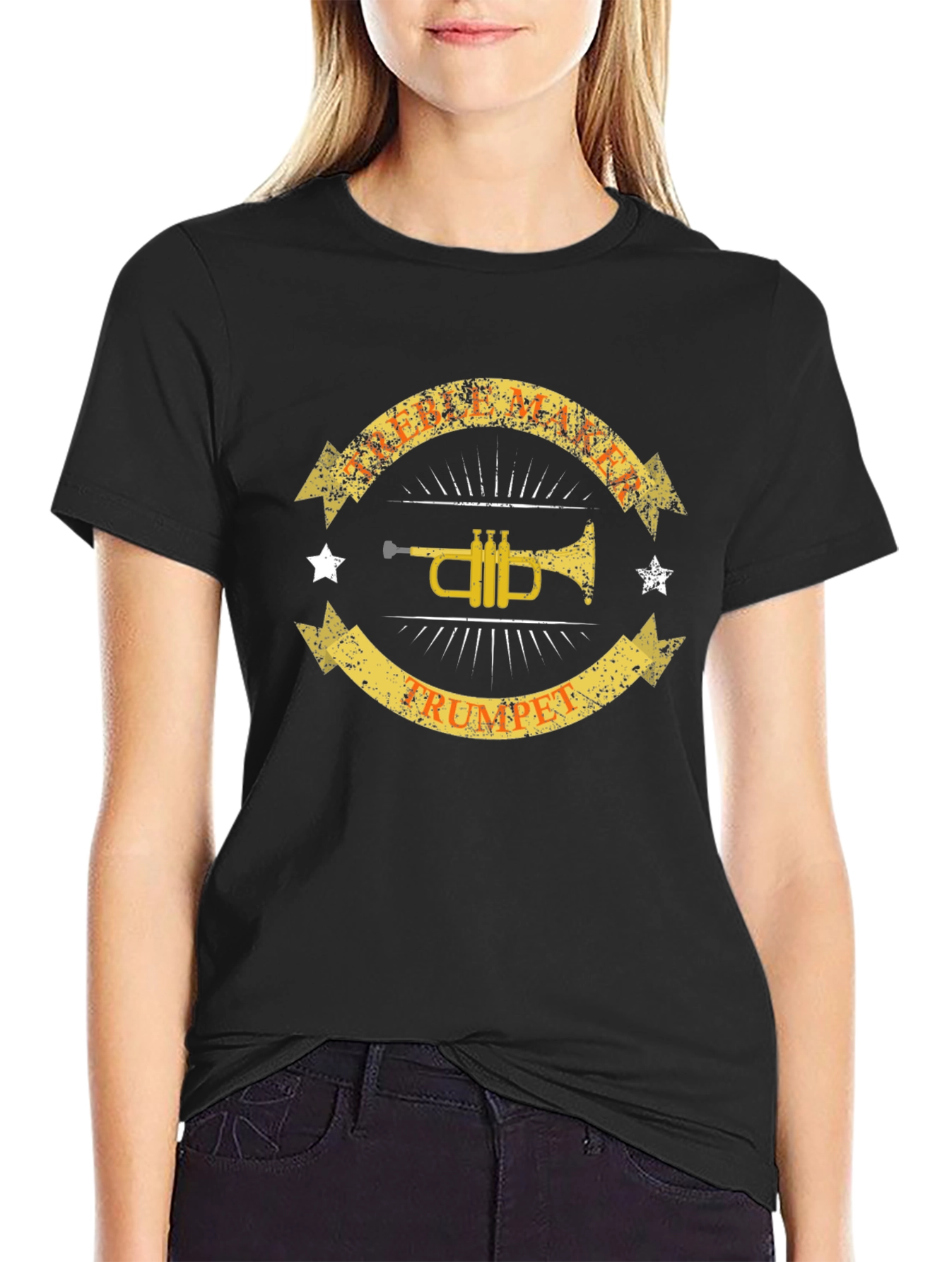Black Trumpet Graphic Tee - Music Lover T-Shirt view 2