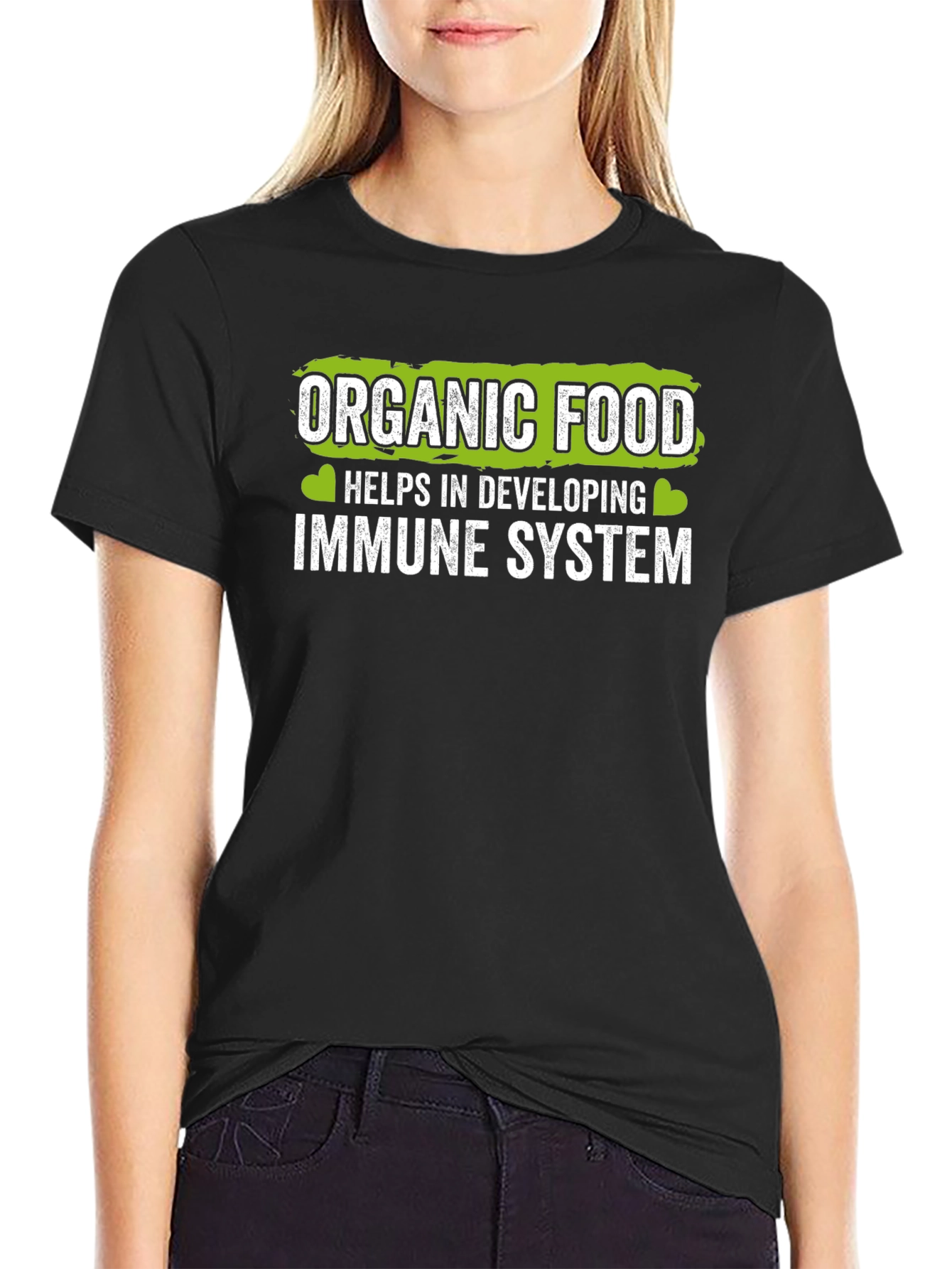 Black Organic Food Immune System Black T-Shirt view 2