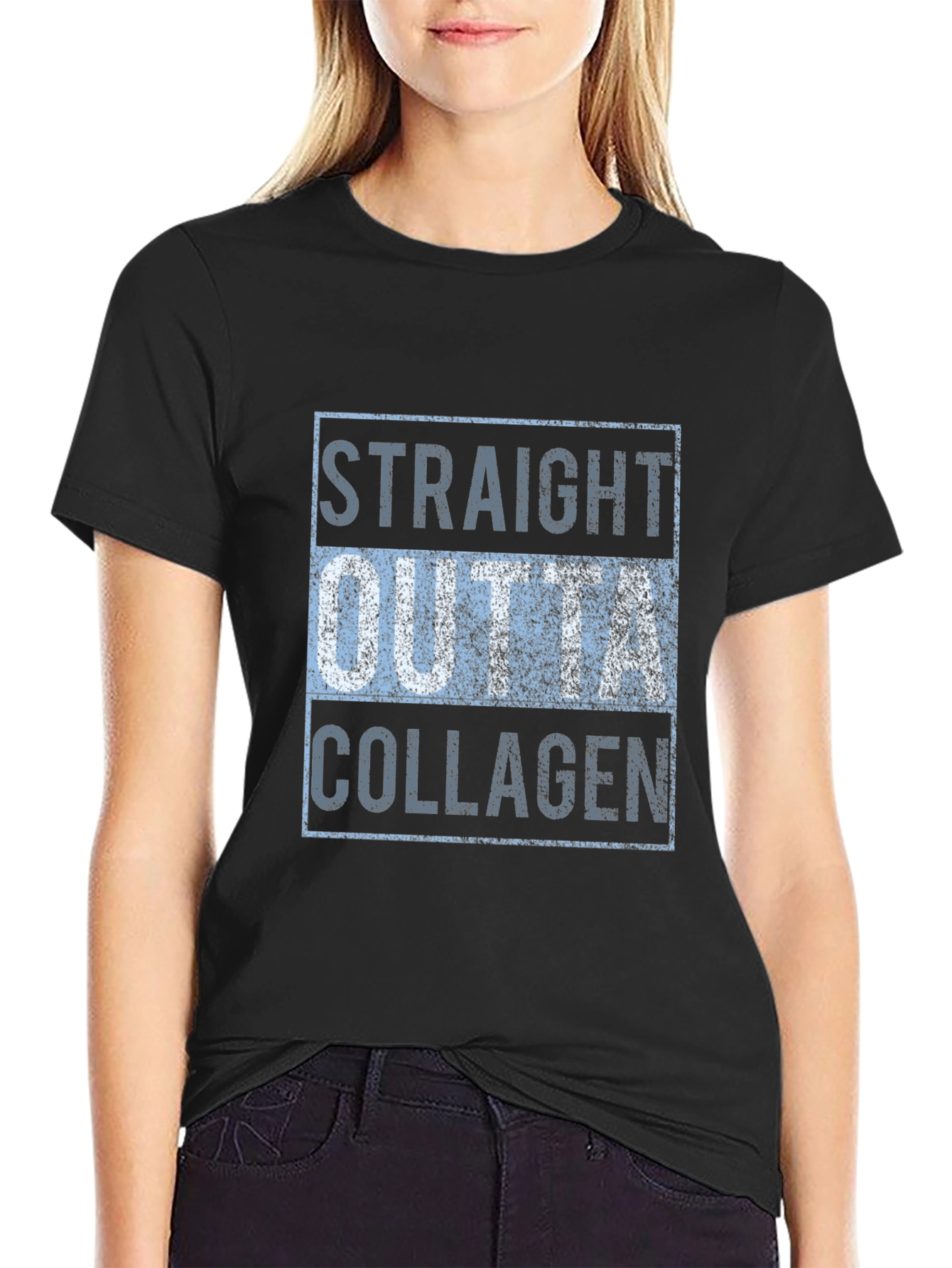 Black Straight Outta Collagen T-Shirt view 2