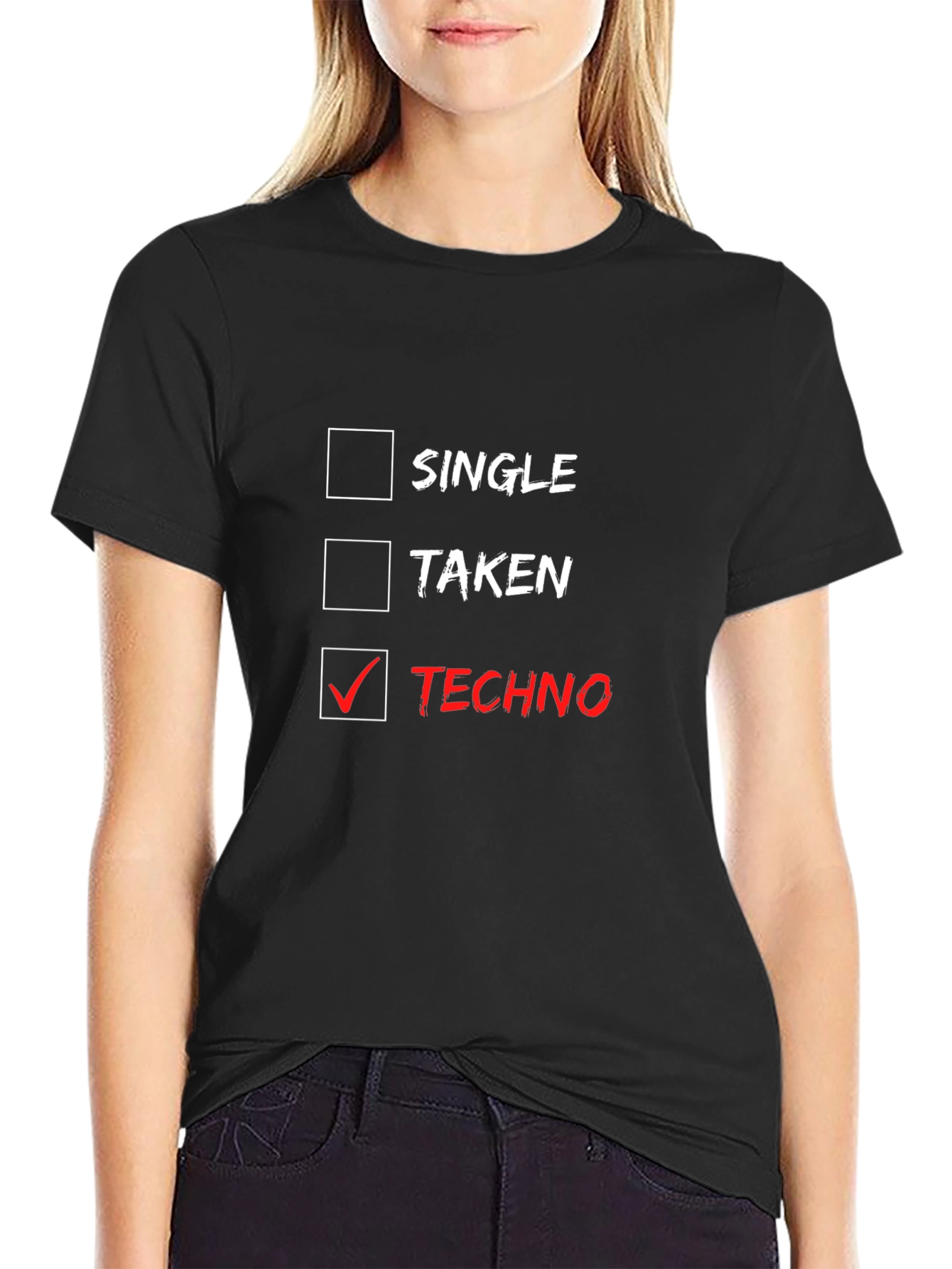 Black Techno Music Lover T-Shirt - Single, Taken, Techno Choice view 2