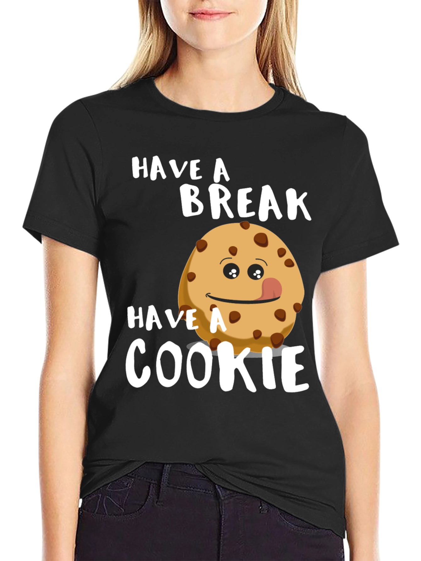Black Have a Break, Have a Cookie T-Shirt view 2