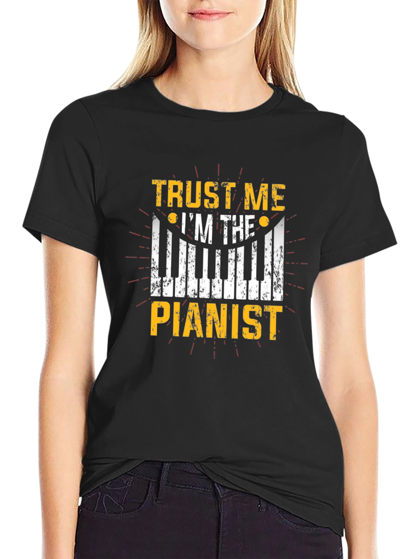 Black Trust Me I'm the Pianist - Graphic T-Shirt view 2
