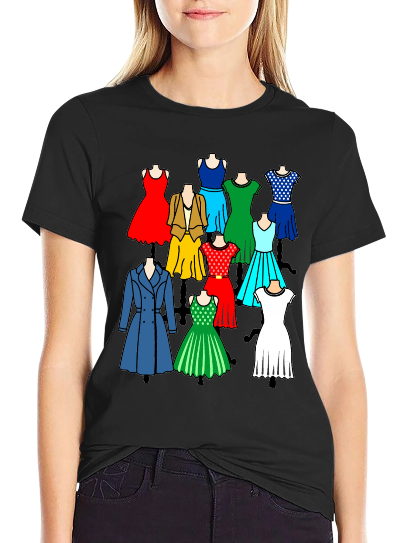 Black Colorful Dresses Graphic Tee view 2