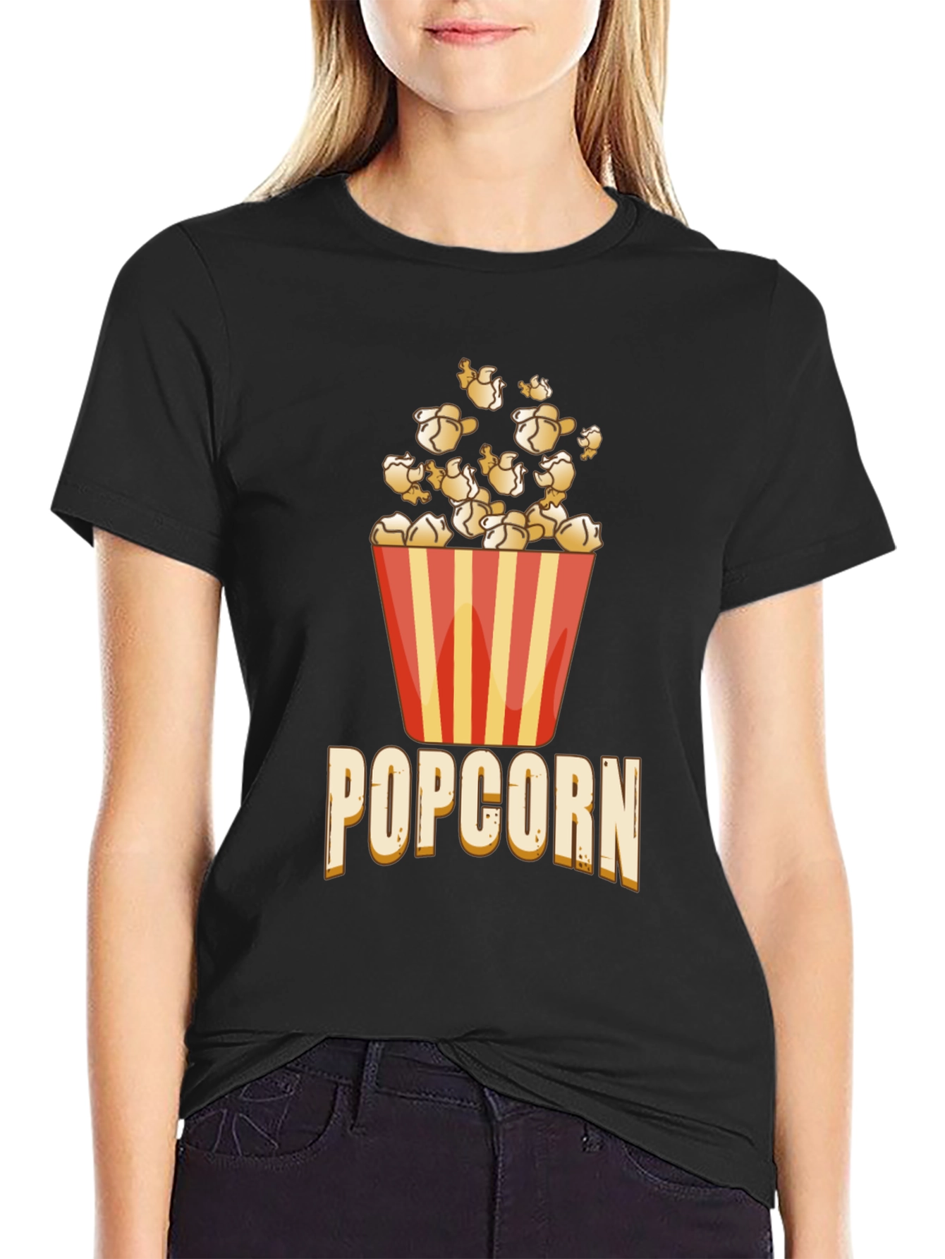 Black Popcorn Graphic Tee - Casual & Fun Style view 2