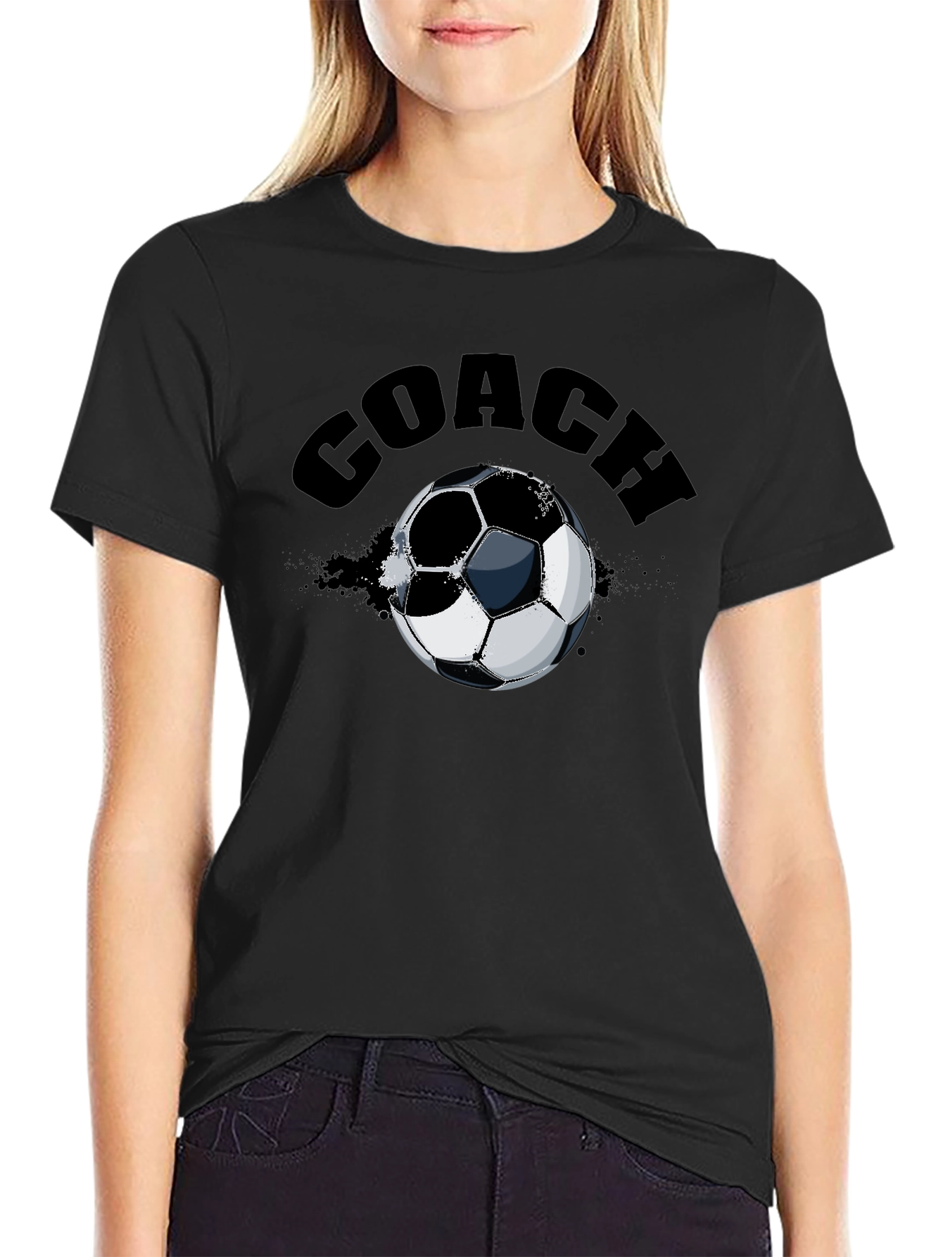 Black Coach Soccer Ball T-Shirt view 2