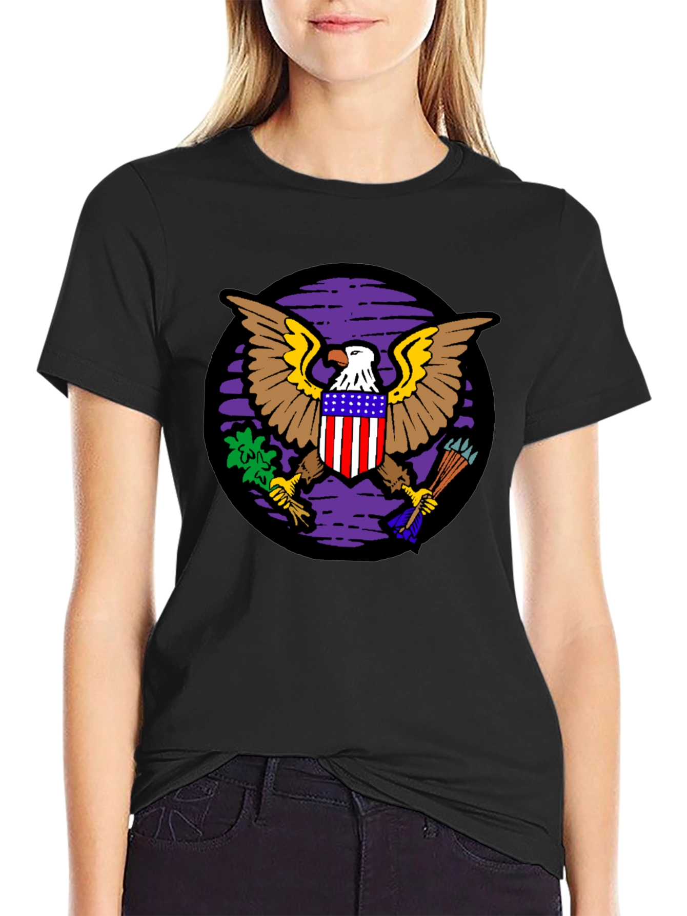 Black American Eagle Graphic Black T-Shirt view 2
