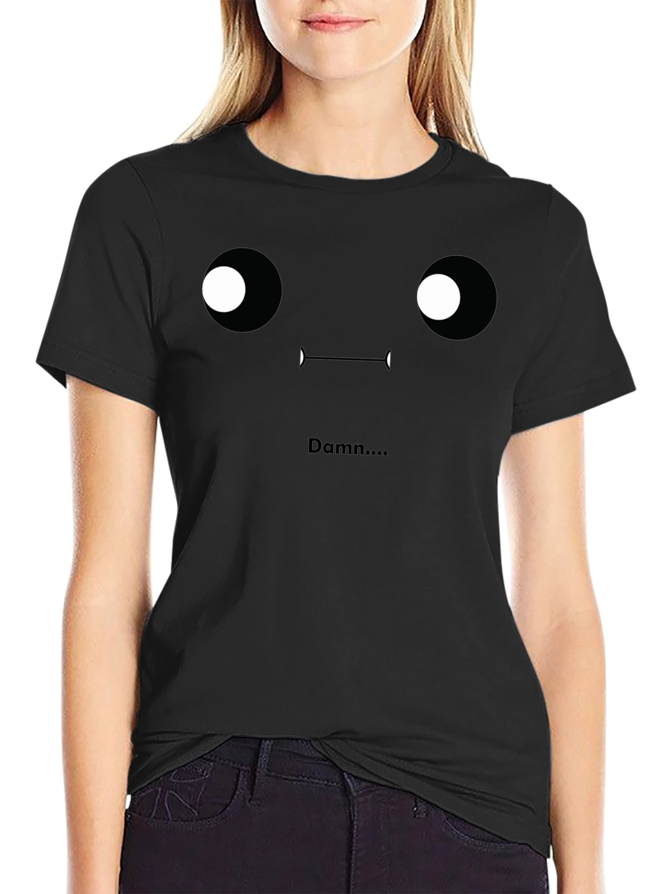 Black Damn T-Shirt - Funny Face Graphic Tee - Black view 2