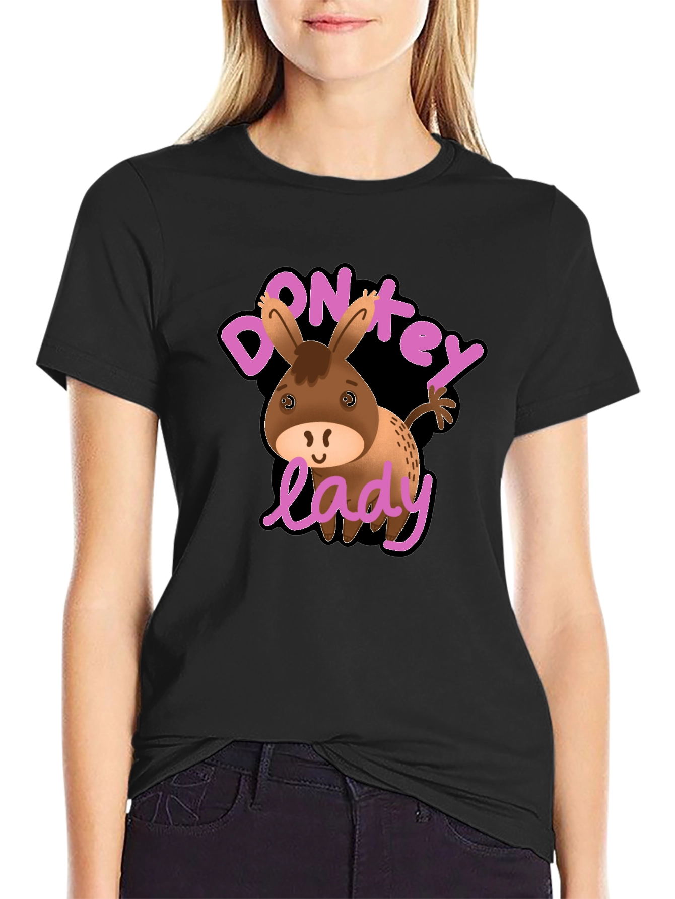 Black Donkey Lady Graphic T-Shirt, Novelty Humor Tee view 2