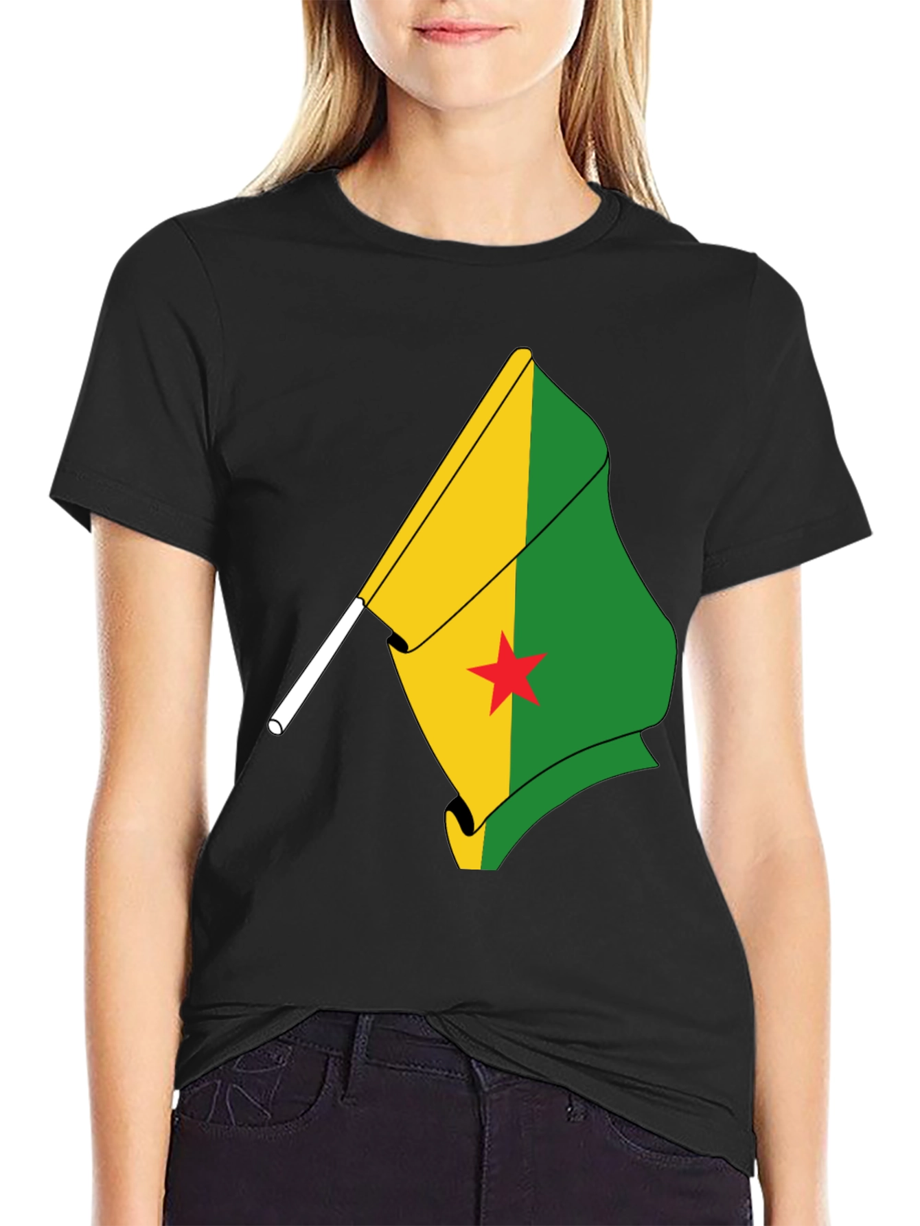 Black French Guiana Flag T-Shirt - Black view 2