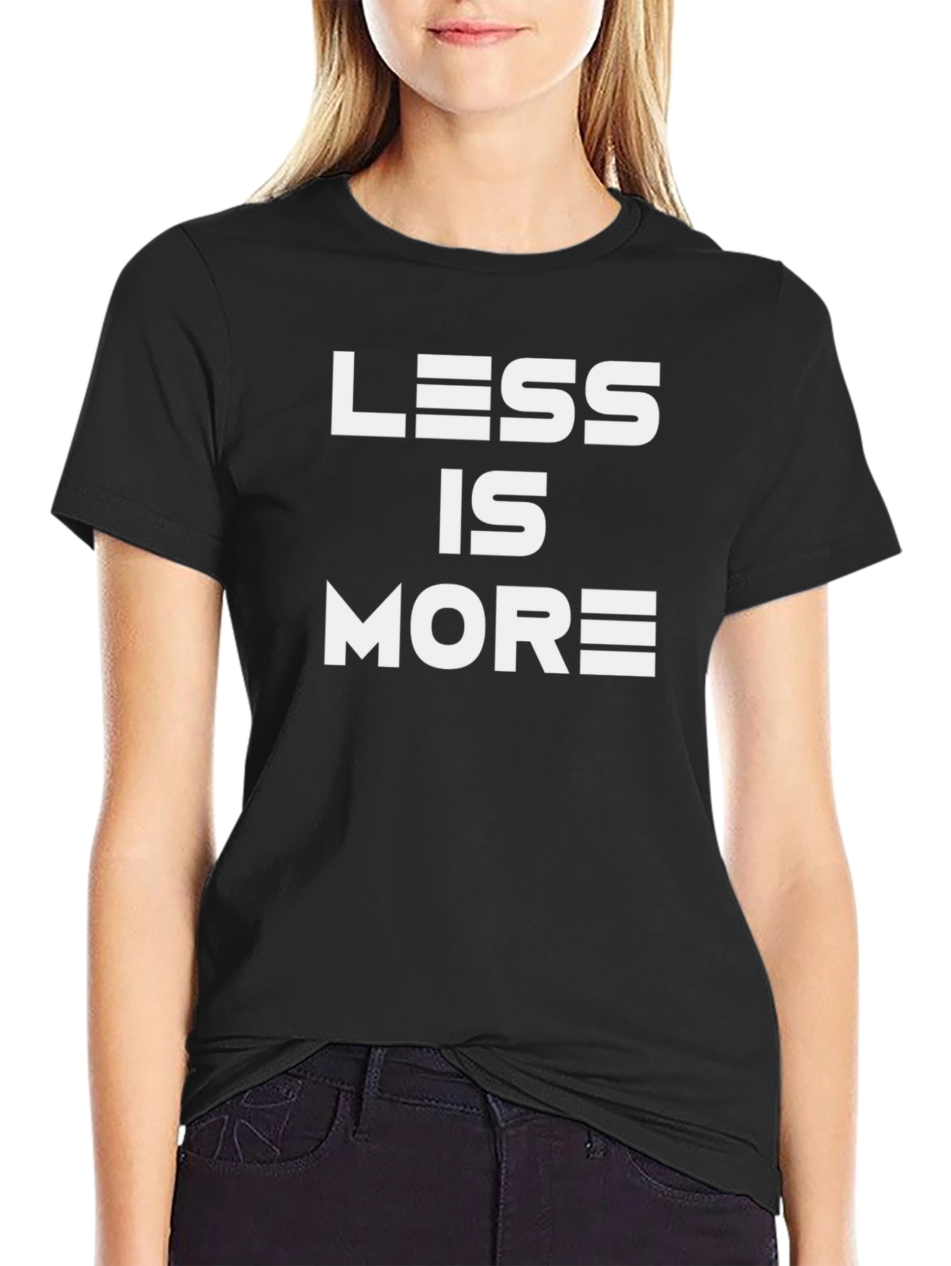 Black Less is More Graphic Tee - Black Cotton T-Shirt view 2