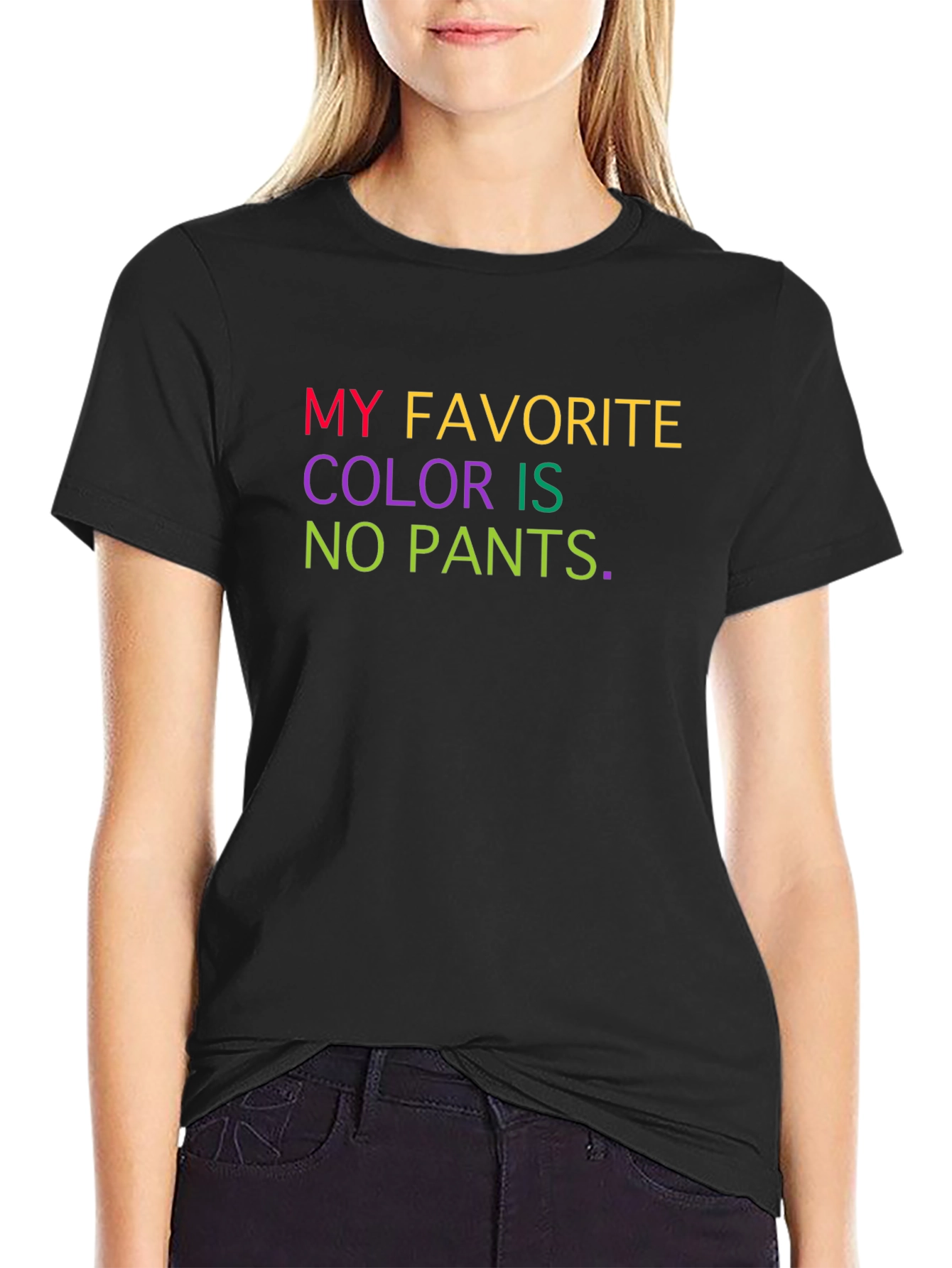 Black Humorous "No Pants" Graphic Tee view 2