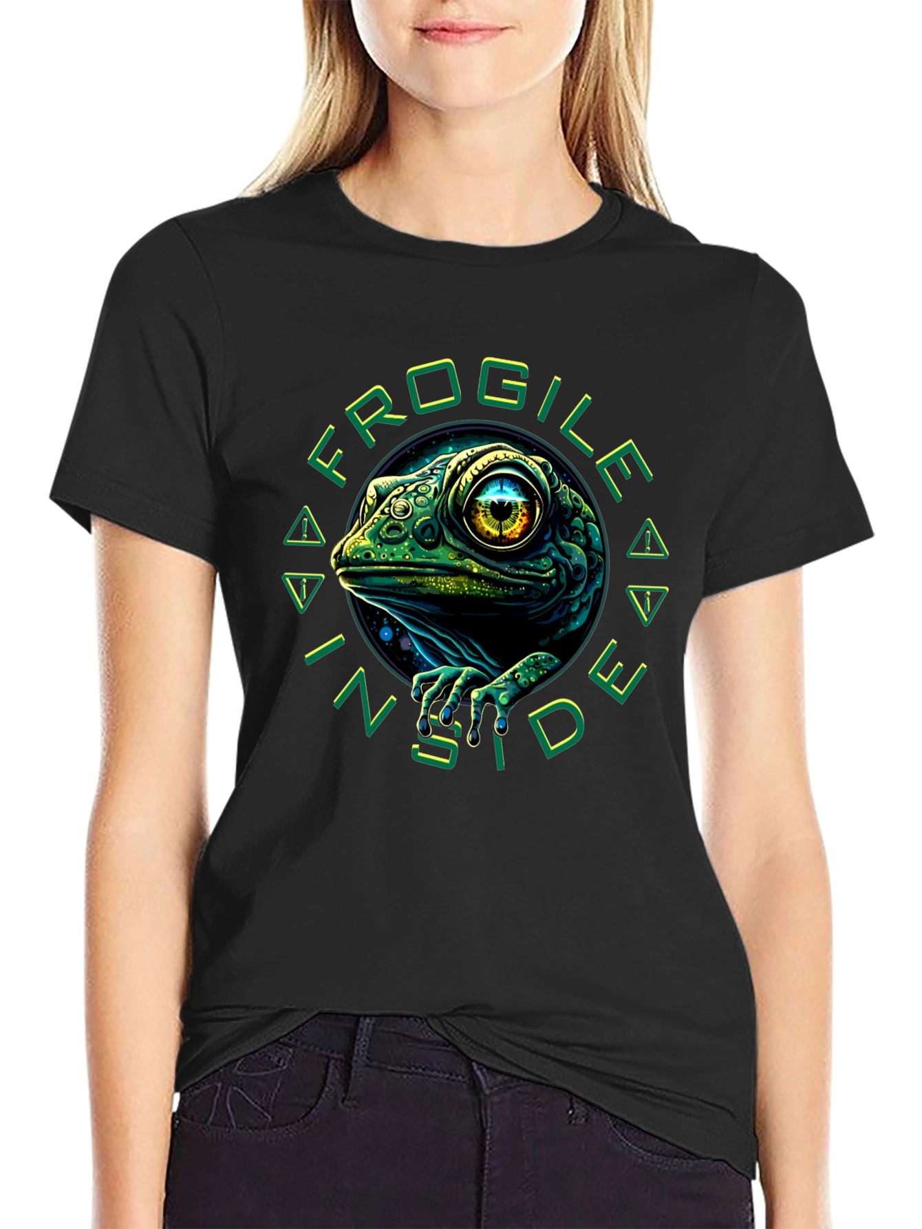 Black FROGile Inside T-Shirt - Unique Graphic Tee view 2