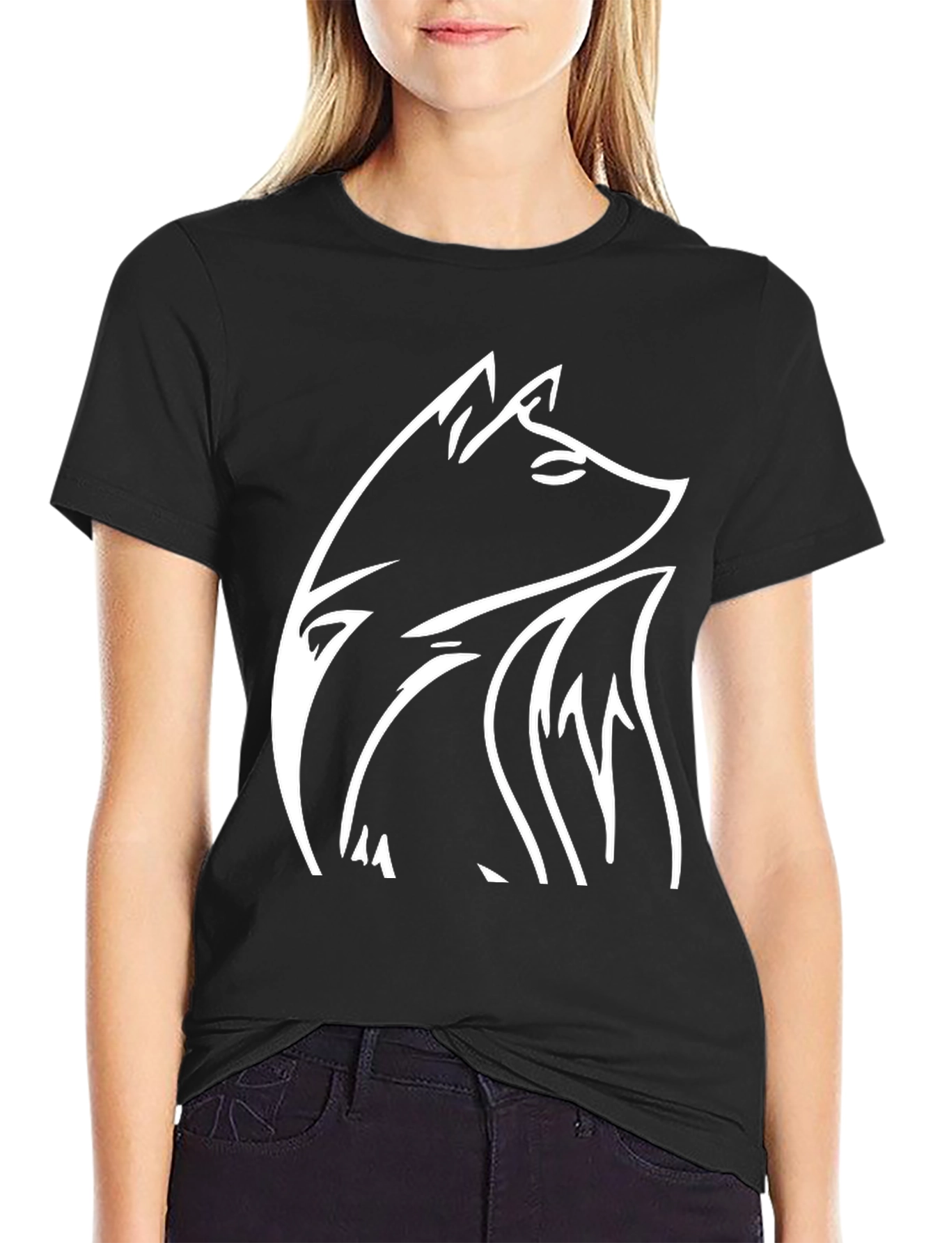 Black Fox Graphic Tee - Black Cotton Blend Shirt view 2