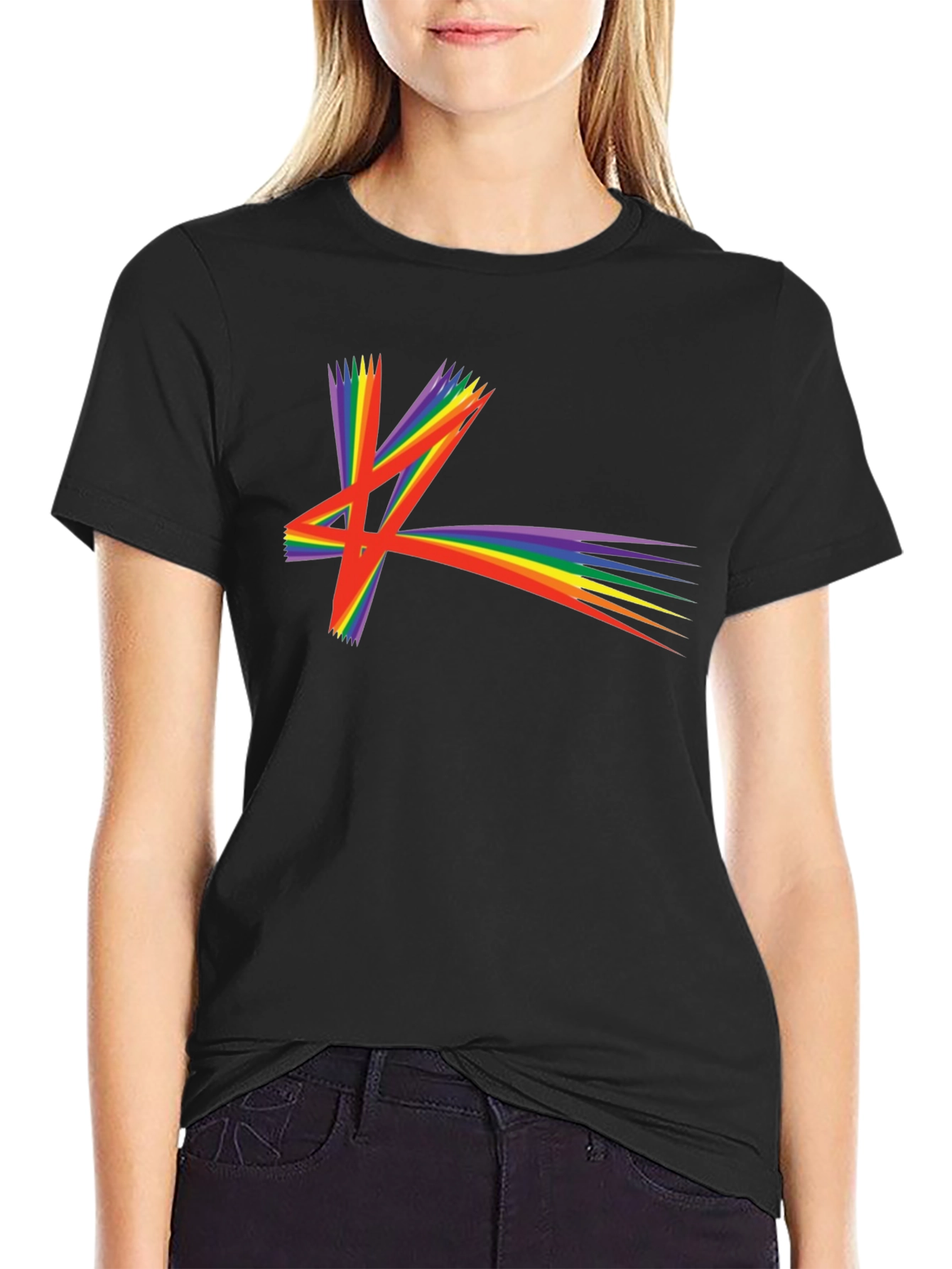 Black Rainbow Starburst Graphic T-Shirt view 2