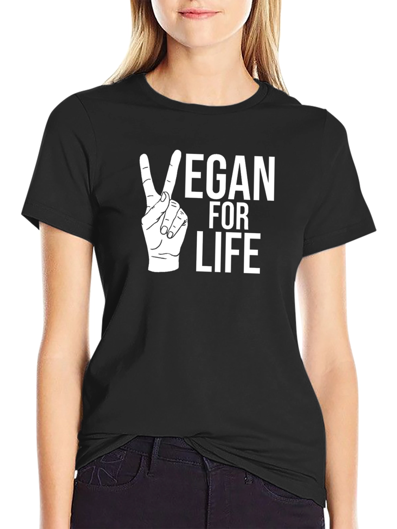 Black Vegan for Life T-Shirt view 2