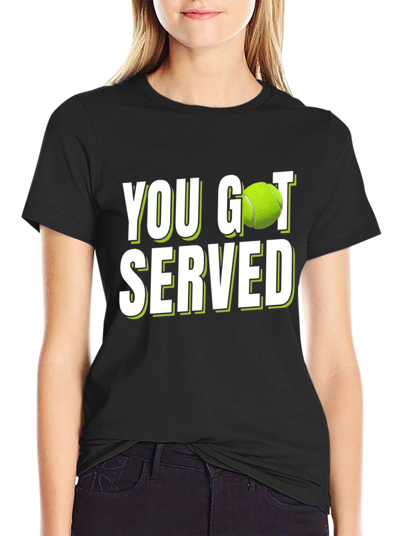 Black You Got Served Tennis T-Shirt - Novelty Design view 2