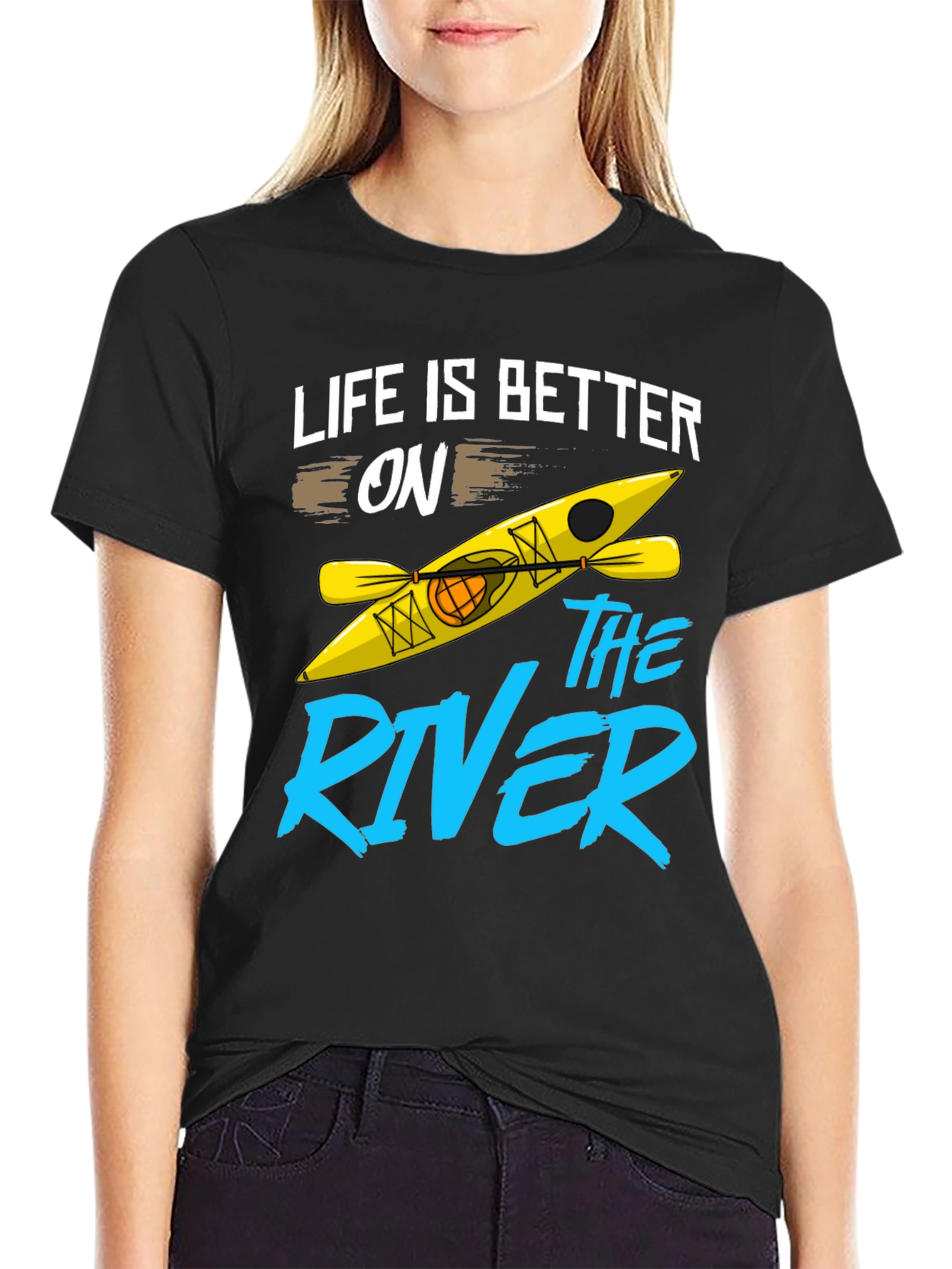 Black Life is Better on the River Kayak T-Shirt view 2
