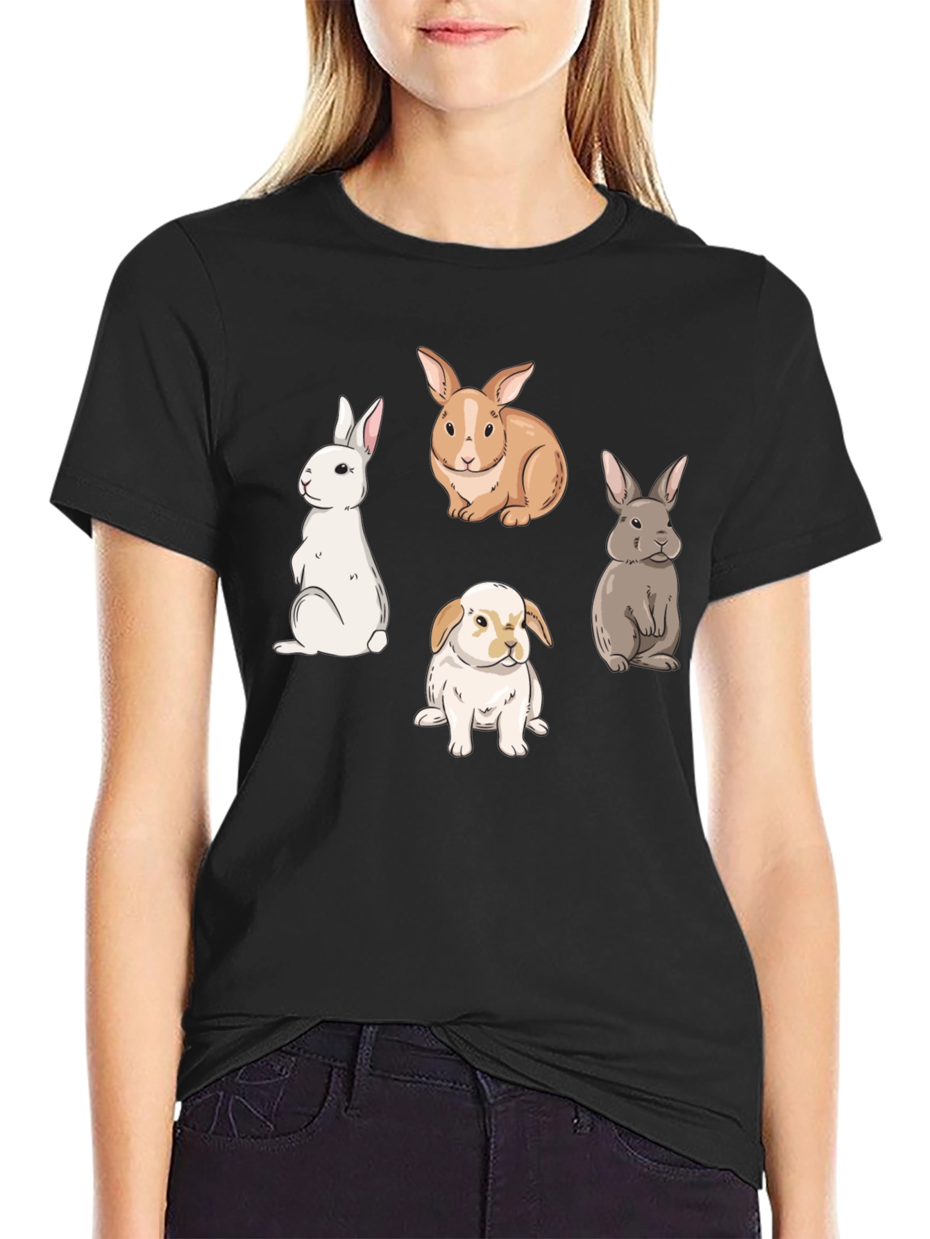 Black Rabbit Graphic T-Shirt - Easter Gift view 2