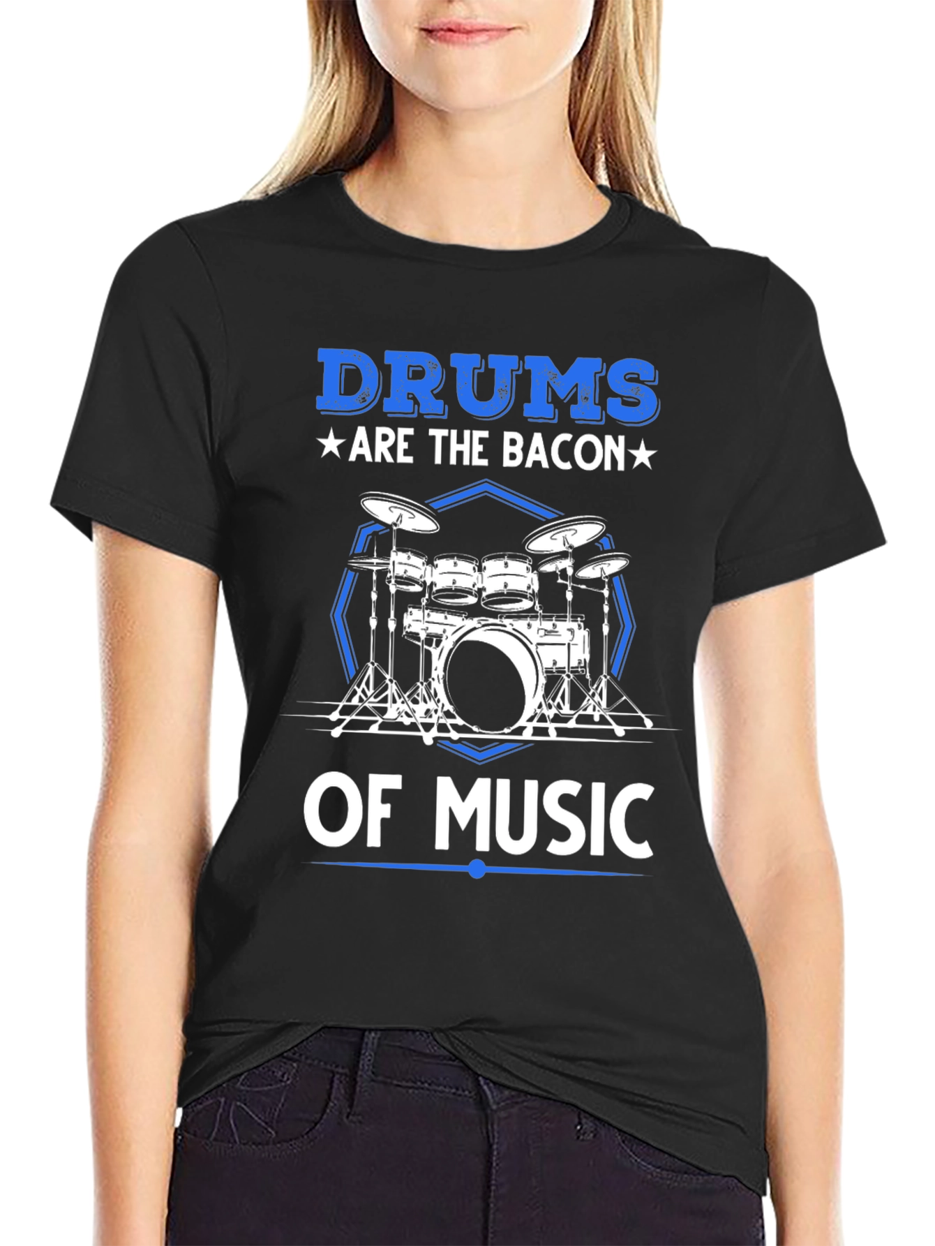 Black Drums are the Bacon of Music T-Shirt view 2