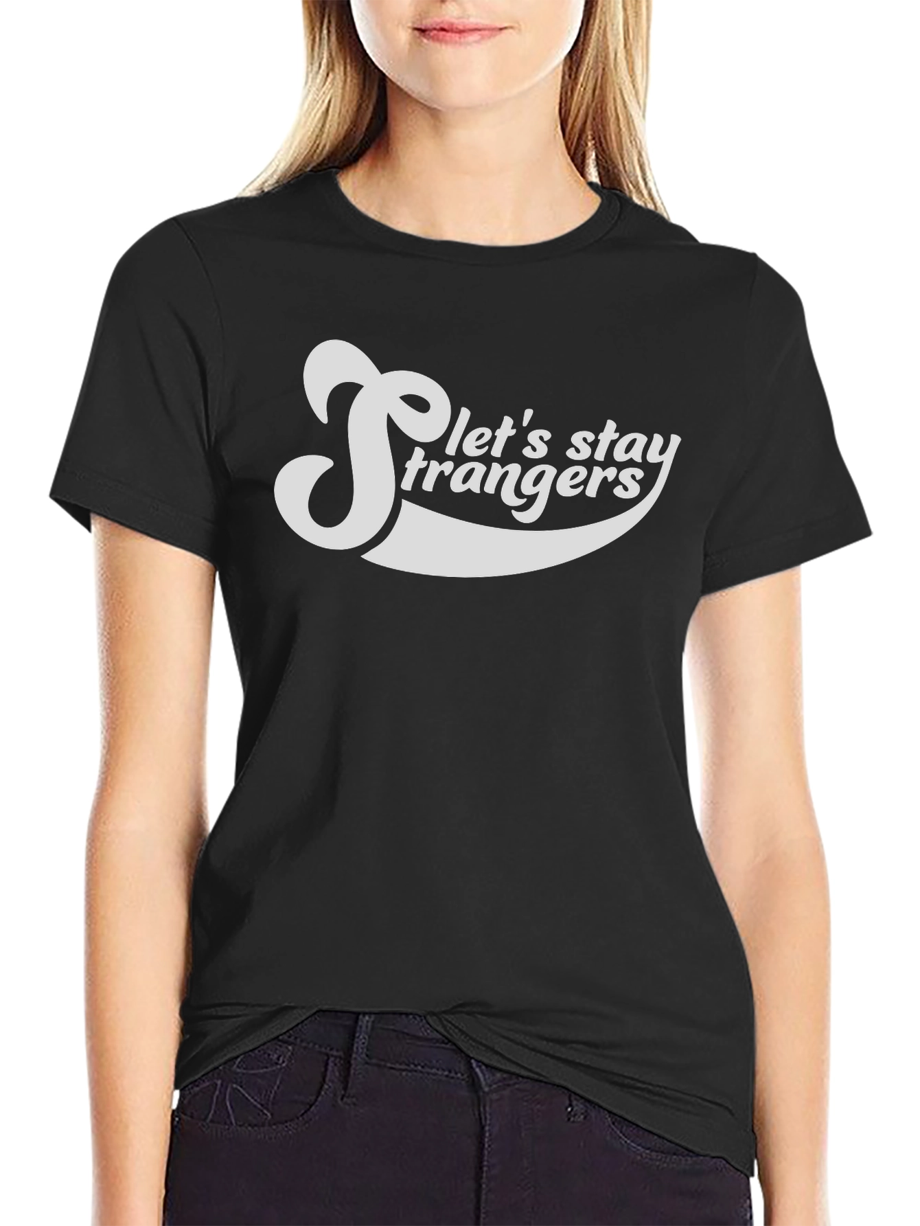 Black Let's Stay Strangers Graphic Tee view 2