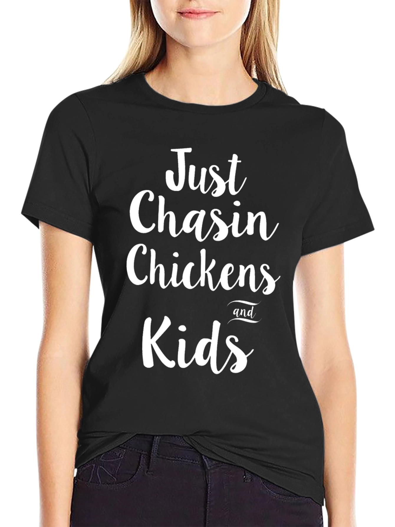Black Just Chasin Chickens and Kids Graphic Tee view 2