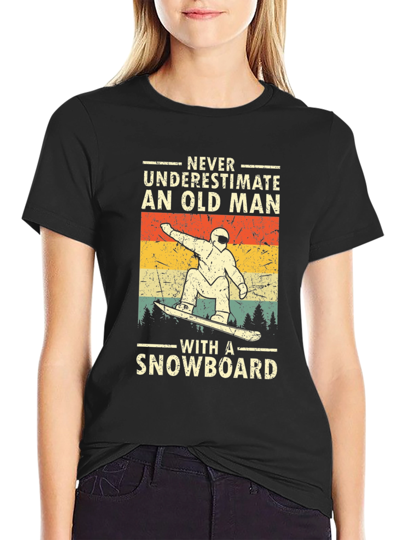 Black Old Man Snowboard T-Shirt view 2
