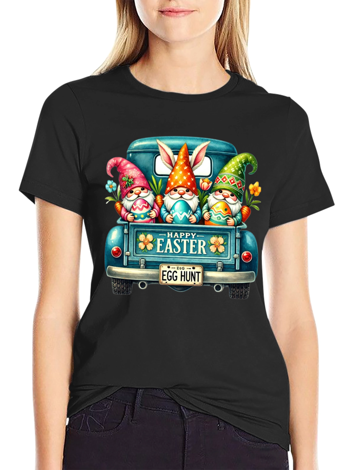 Camiseta Negra con Diseño de Pascua