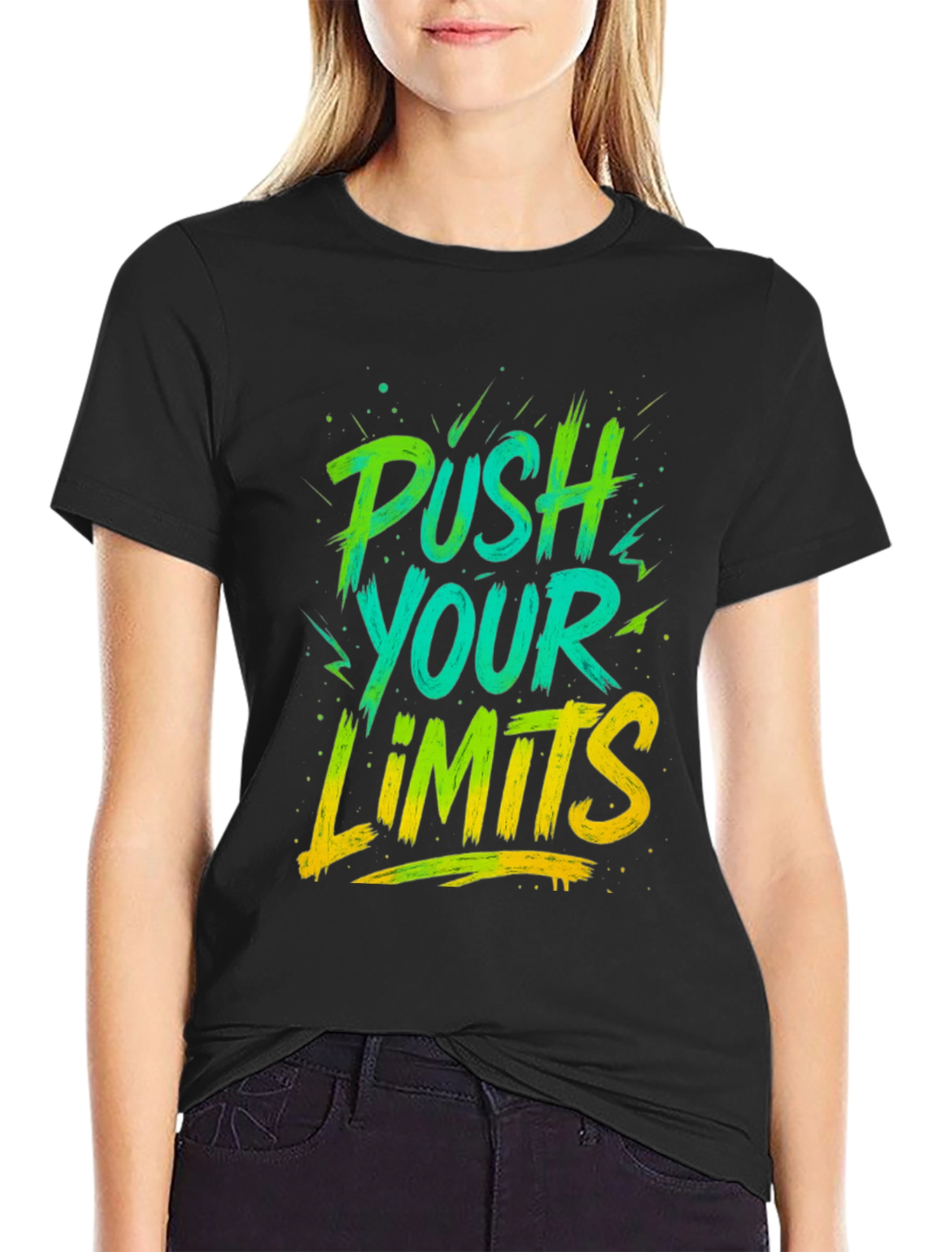 Black Push Your Limits Graphic Tee - Men's Black T-Shirt view 2