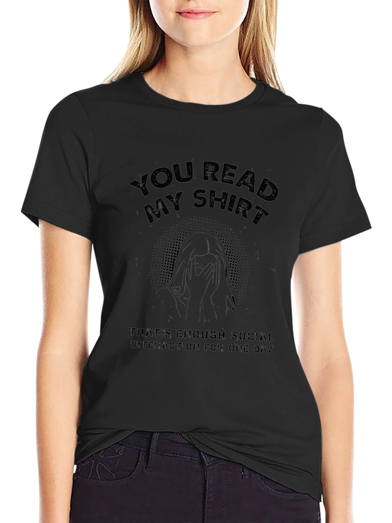 Black Introvert Humor T-Shirt - Social Interaction Tee view 2