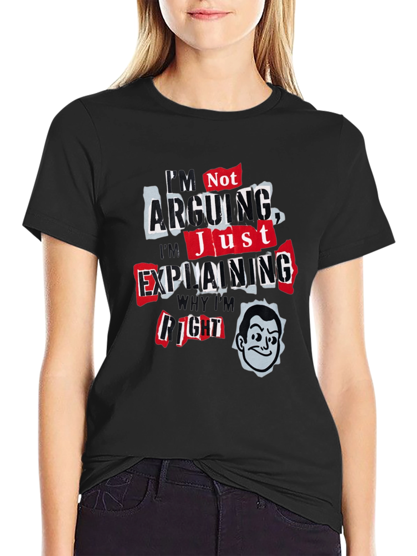 Black Funny Arguing vs Explaining Men's Black T-Shirt view 2