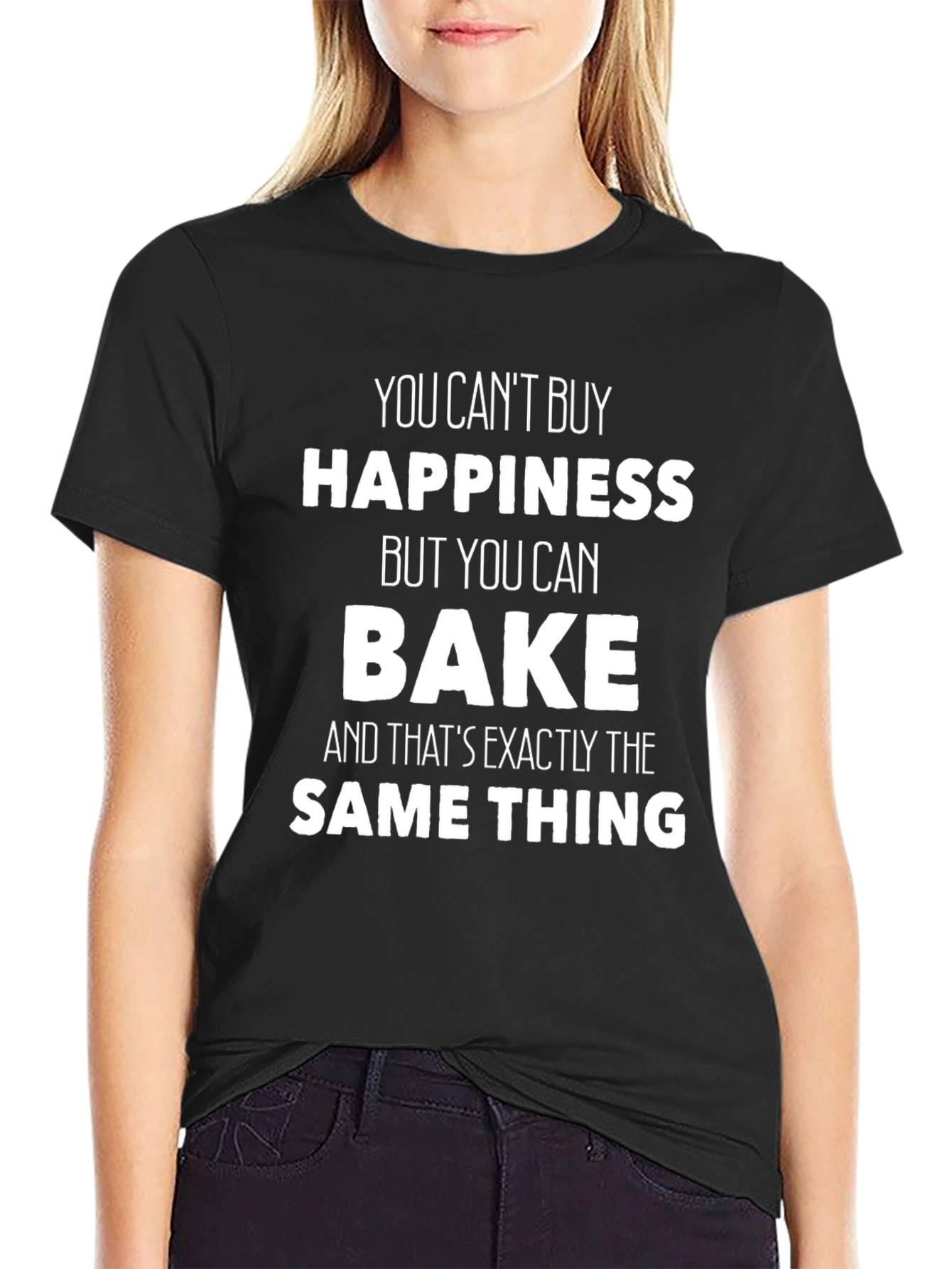 Black Baking Happiness Graphic T-Shirt view 2