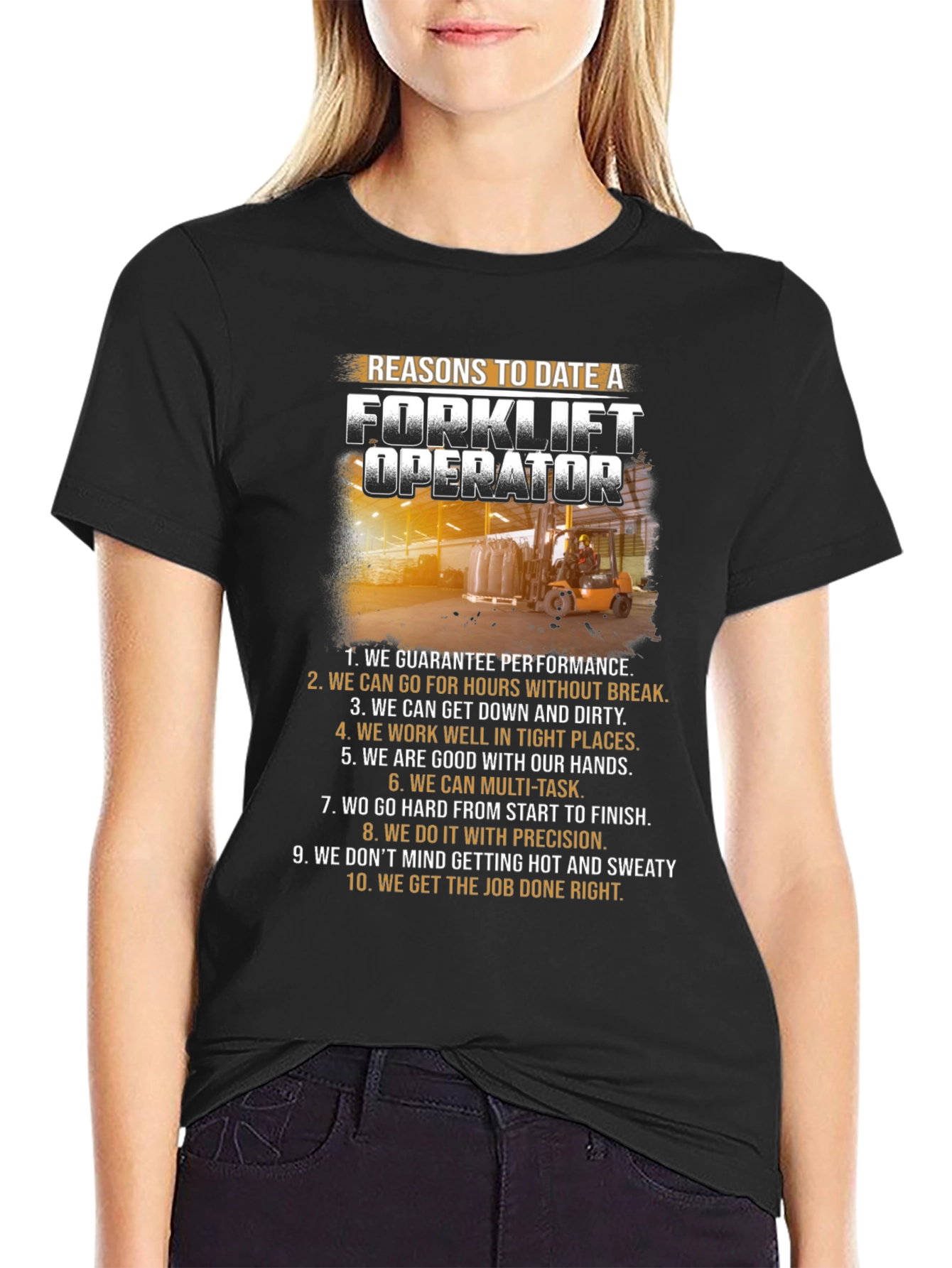 Black Reasons to Date a Forklift Operator T-Shirt view 2