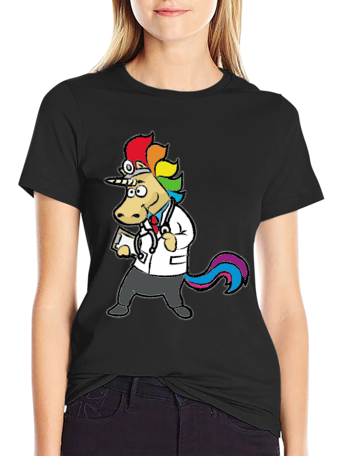 Black Doctor Unicorn T-Shirt - Fun & Unique Design view 2