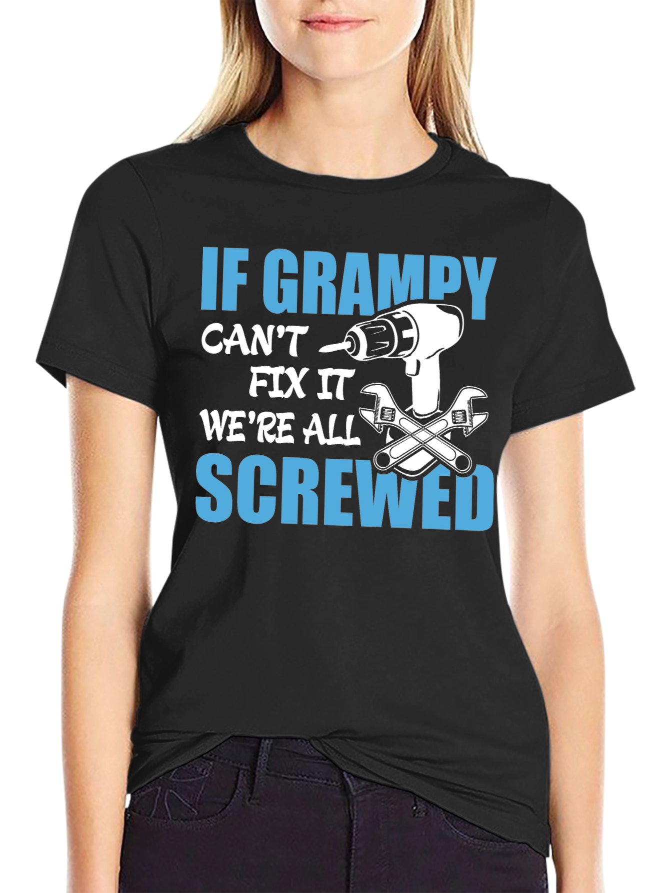 Black If Grampy Can't Fix It T-Shirt view 2