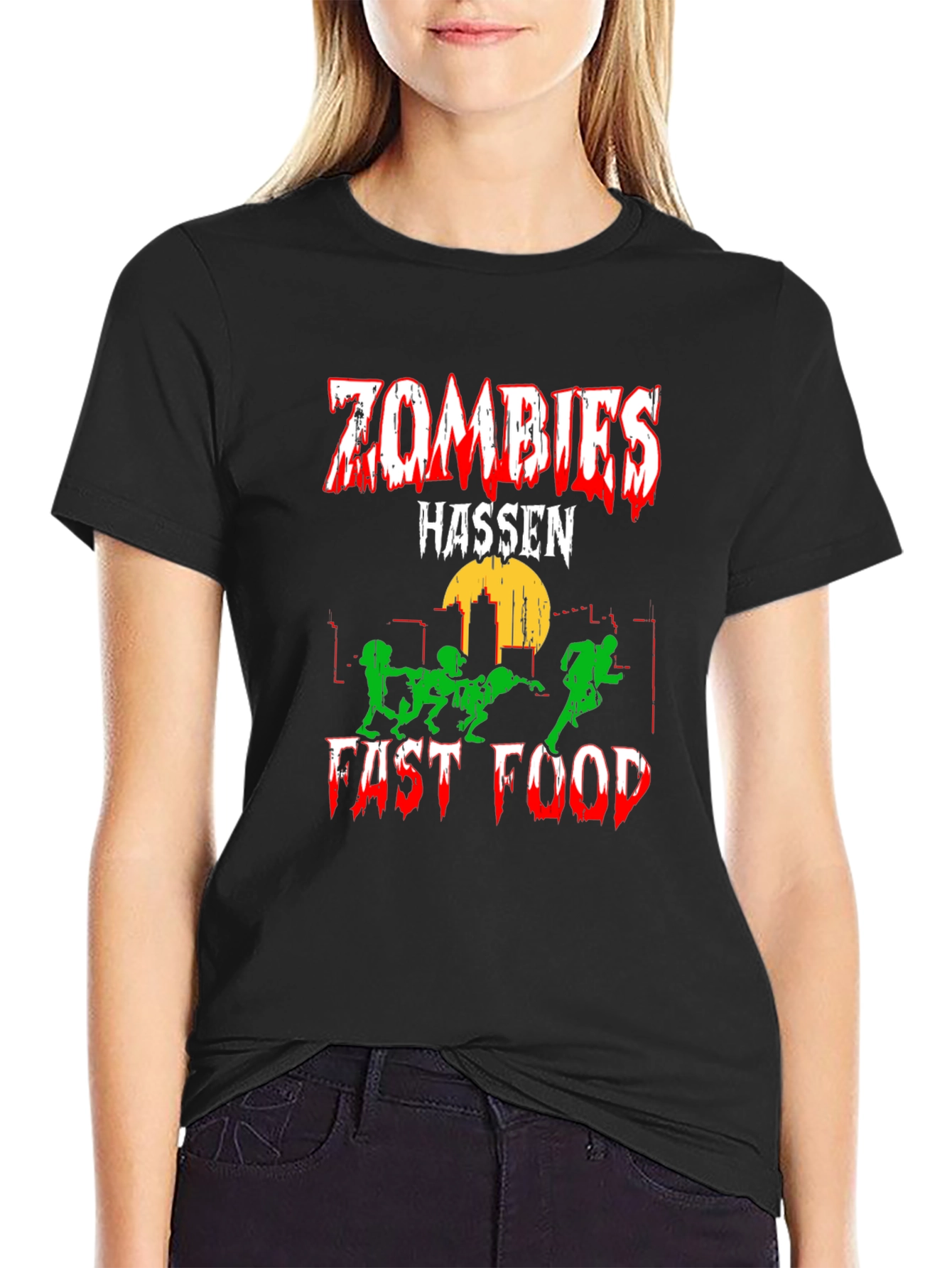 Black Zombies Hassen Fast Food Black T-Shirt view 2