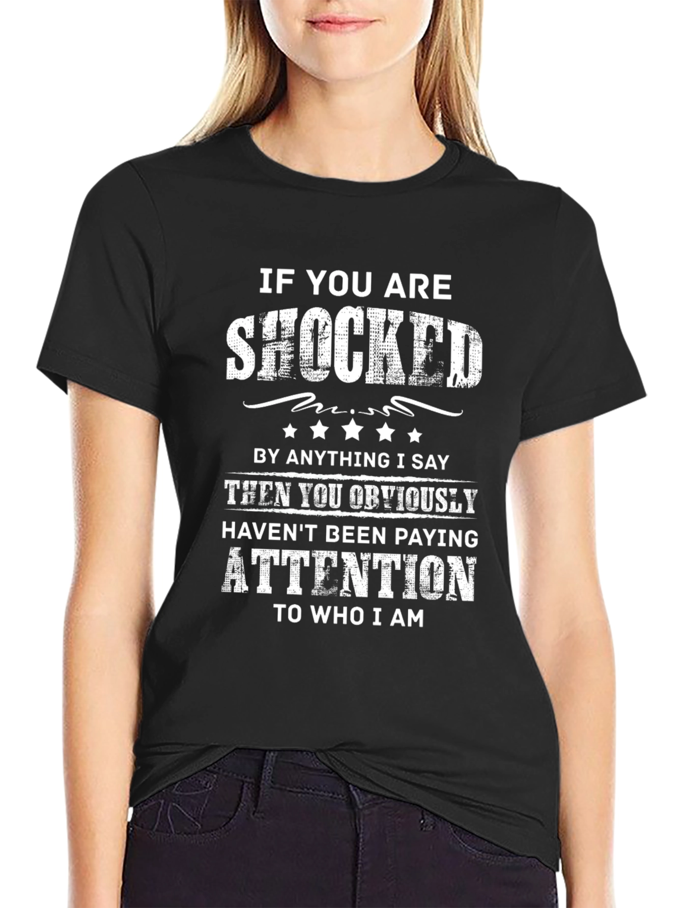 Black Shocked Saying Graphic Tee view 2