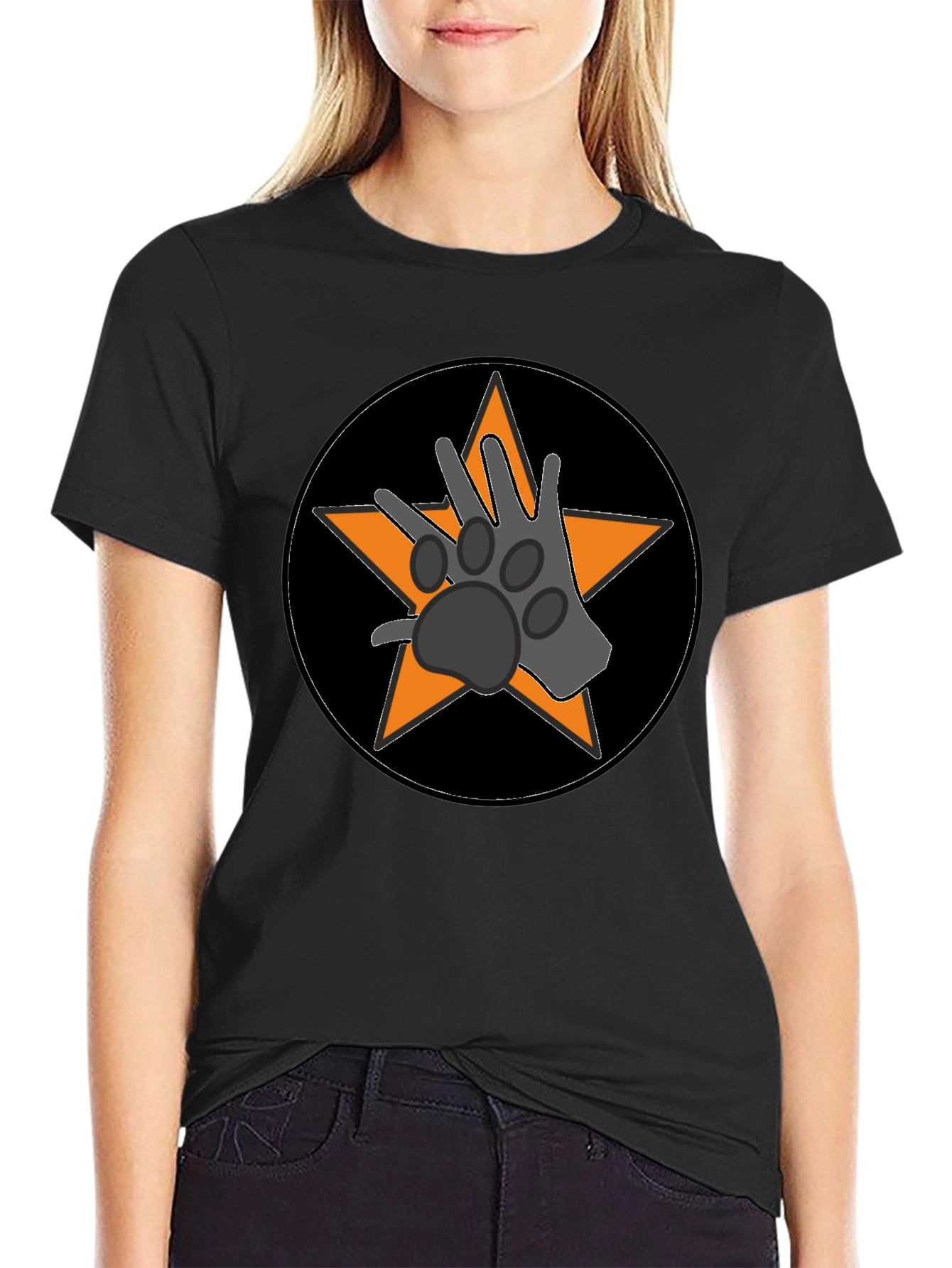 Black Paw Star Graphic Tee - Black Cotton Blend view 2
