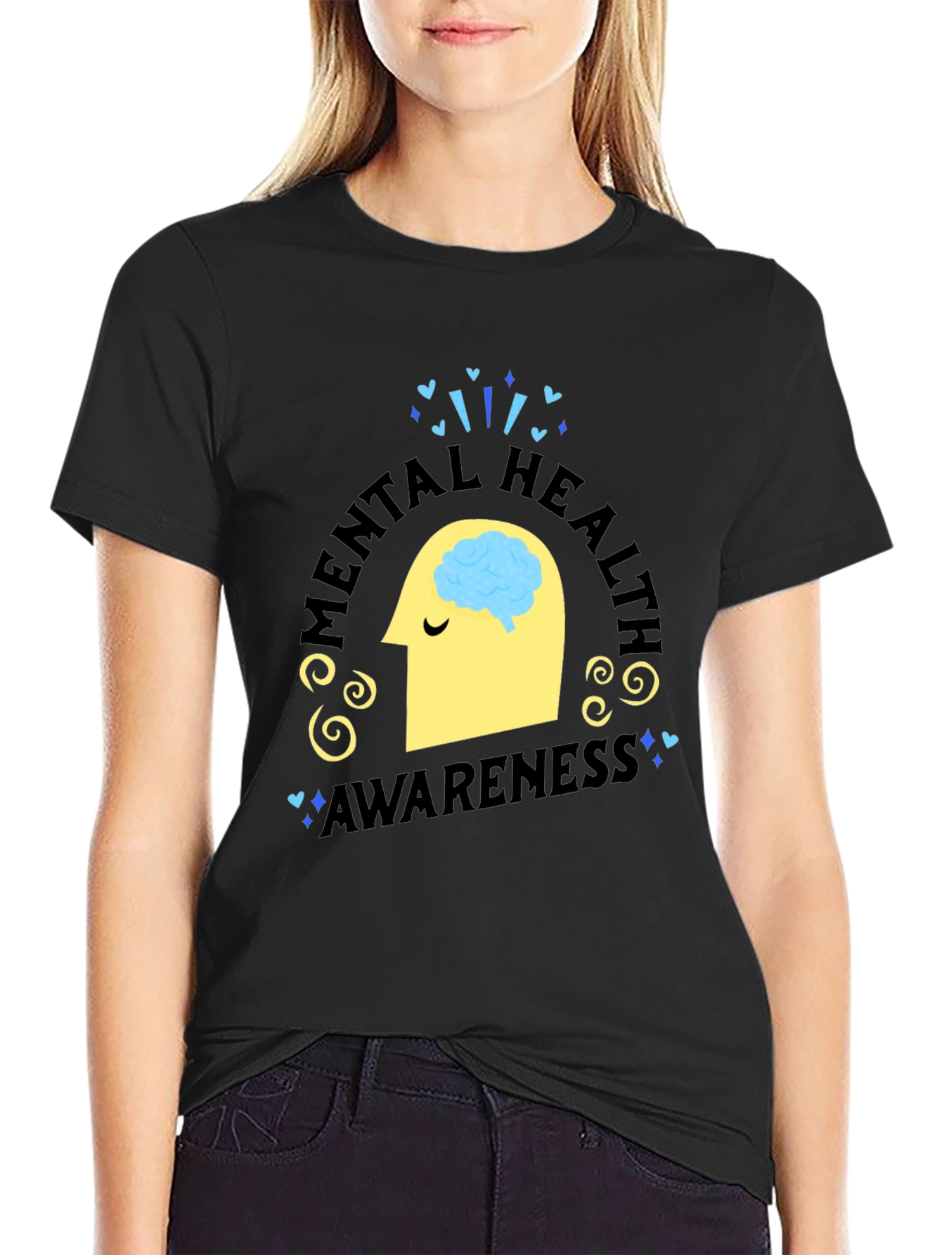 Black Mental Health Awareness Black T-Shirt view 2