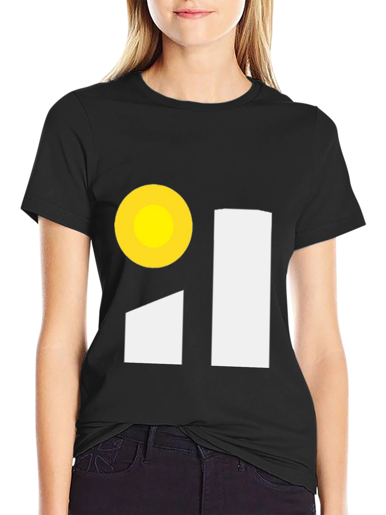 Black Minimalist Graphic Tee - Sun and Bars Design view 2
