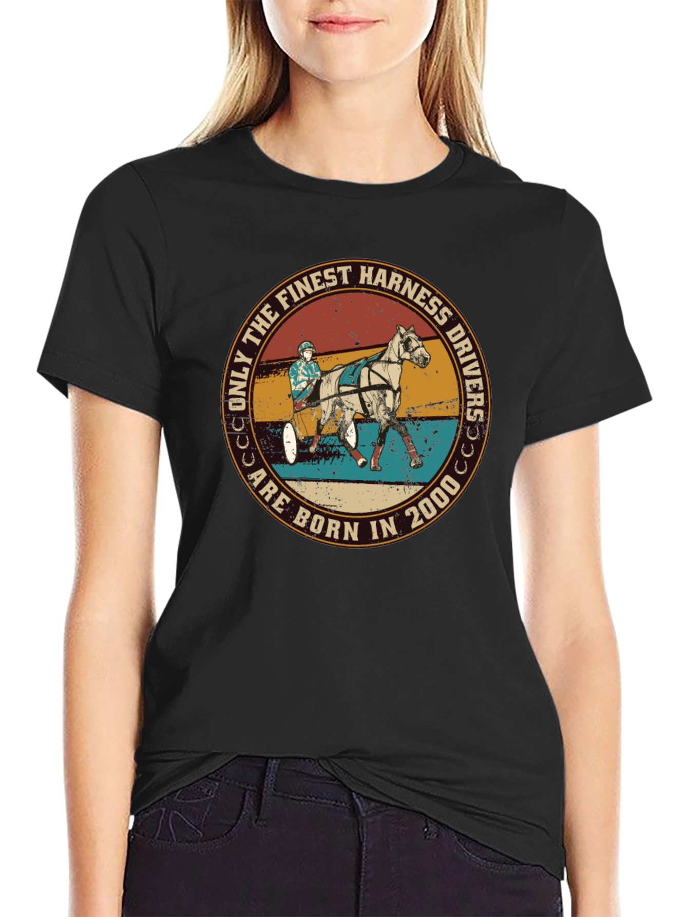 Black Vintage Harness Drivers Born in 2000 T-Shirt view 2