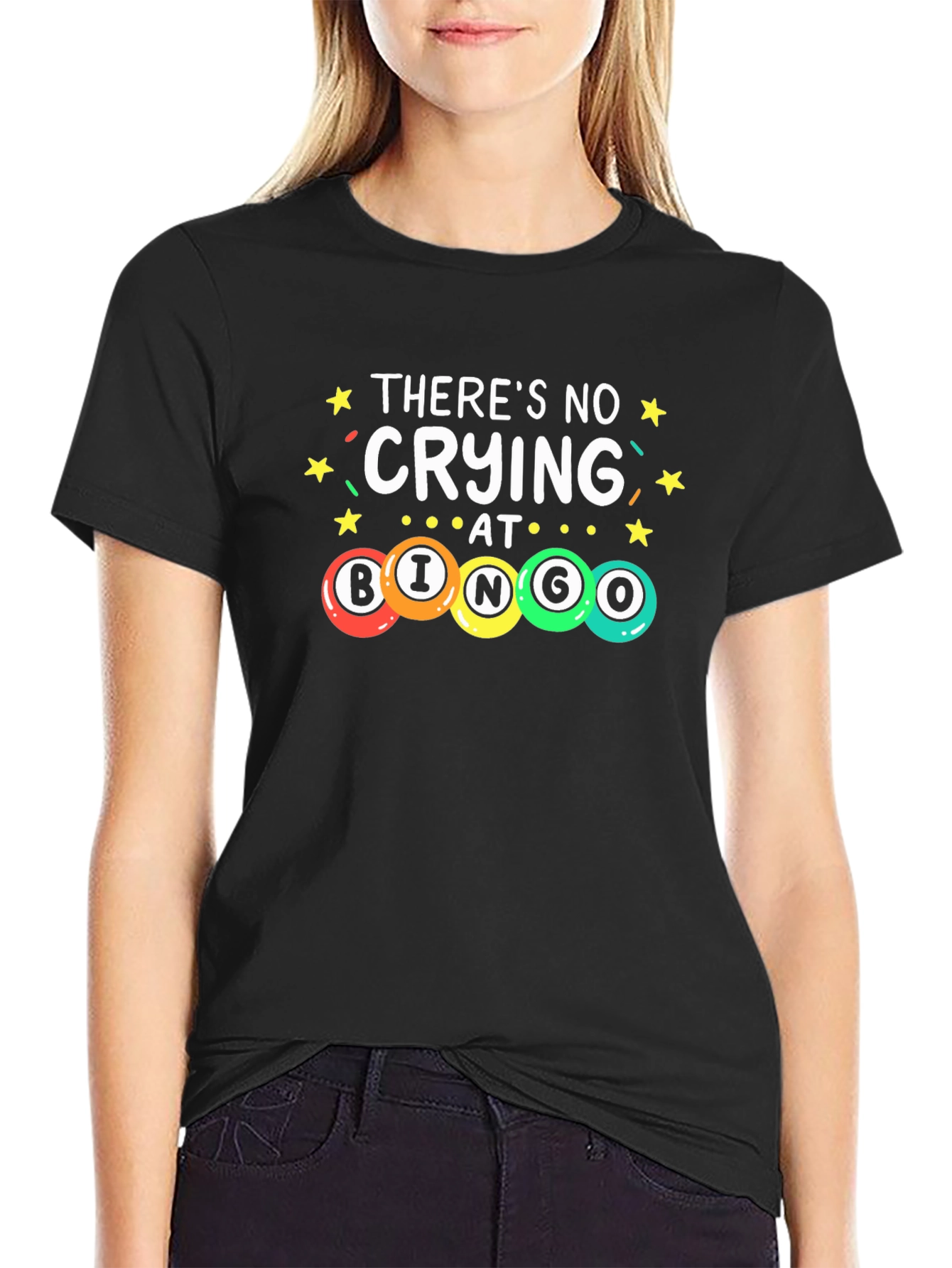 Black There's No Crying at Bingo T-Shirt view 2