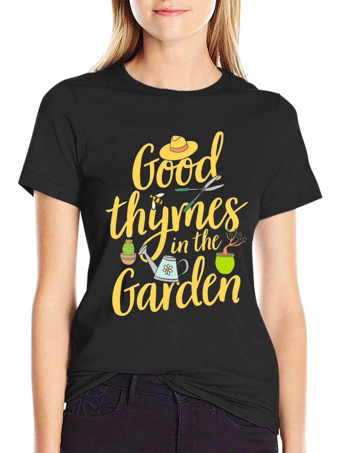 Black Good Thymes In The Garden T-Shirt view 2