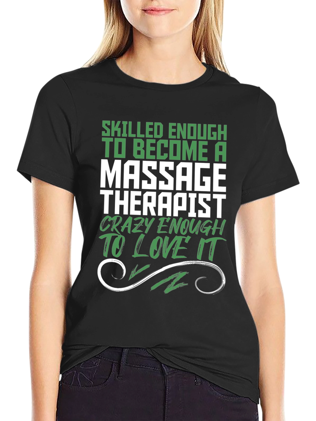 Black Skilled Massage Therapist T-Shirt Funny Job Gift view 2