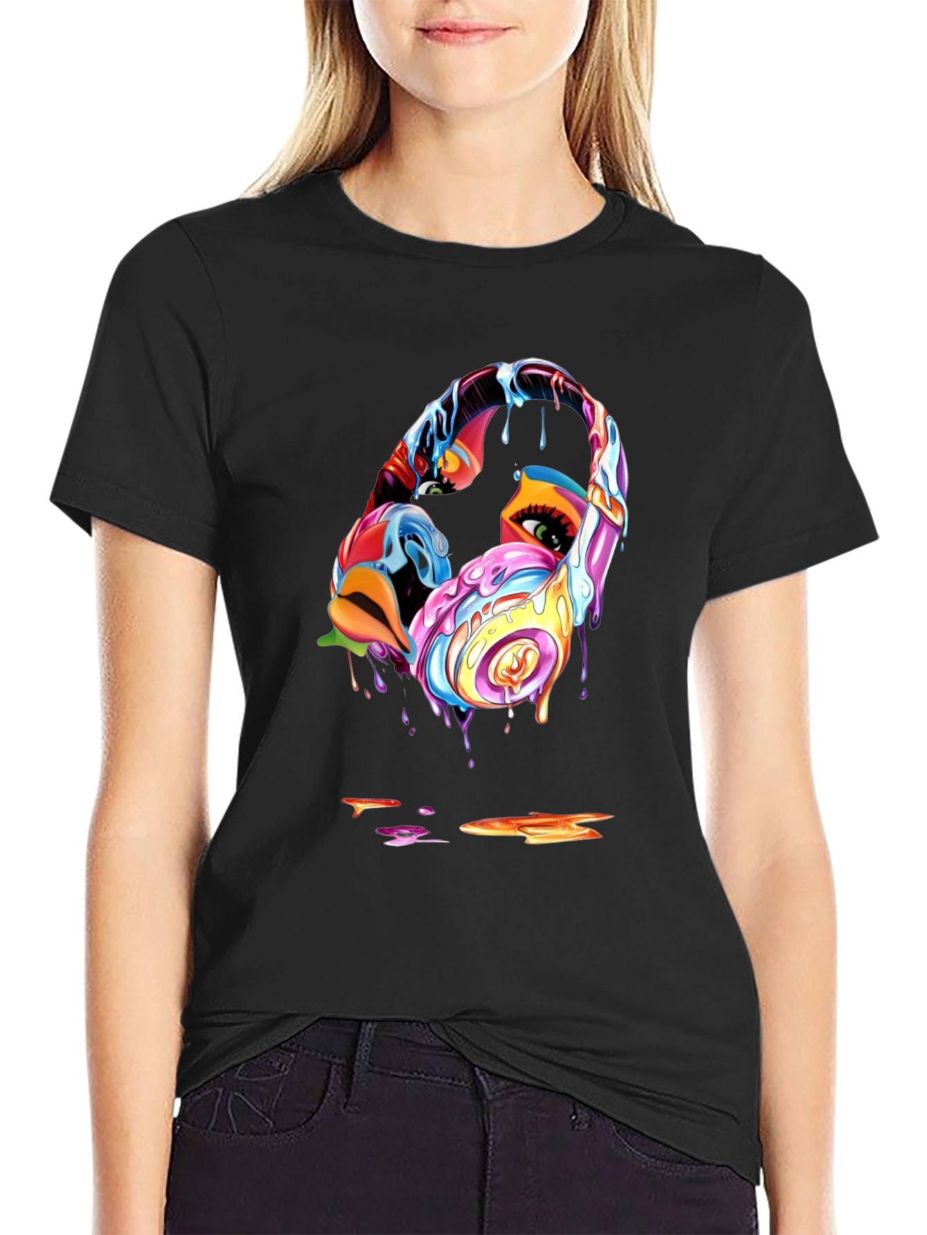Black Abstract Headphones Graphic T-Shirt view 2